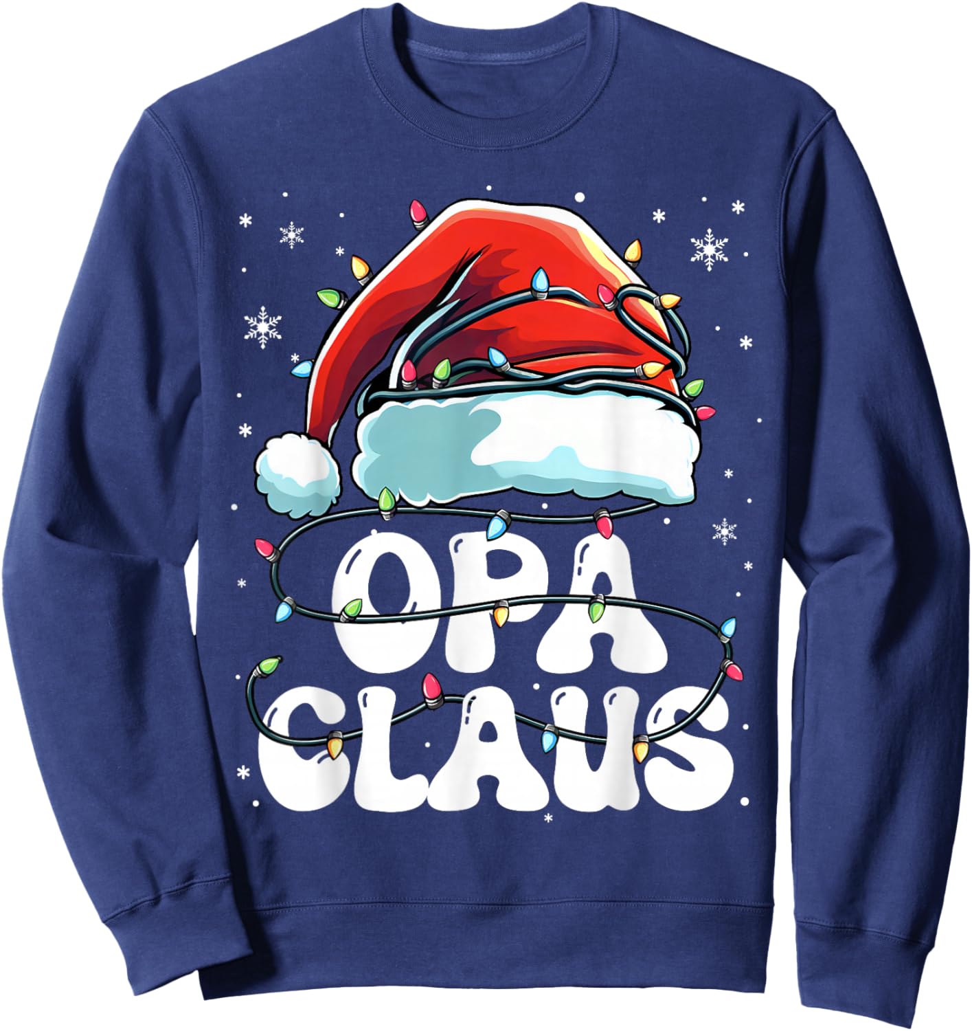 Groovy Opa Claus Christmas Lights Funny Family Xmas Pajama Sweatshirt - Sweatshirt | Navy