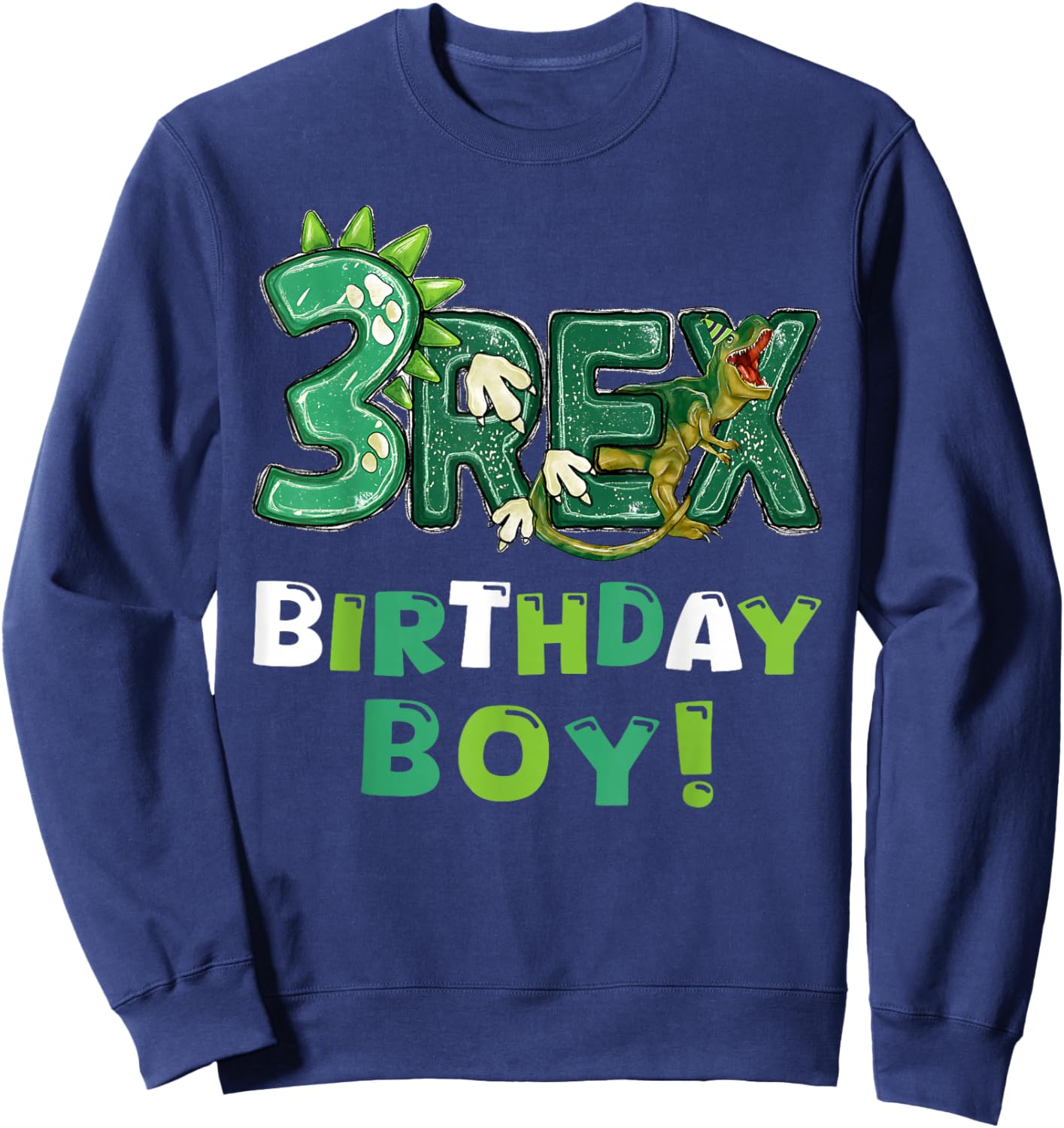 Three Rex 3rd Birthday Third Dinosaur 3 Year Old Sweatshirt - Sweatshirt | Navy