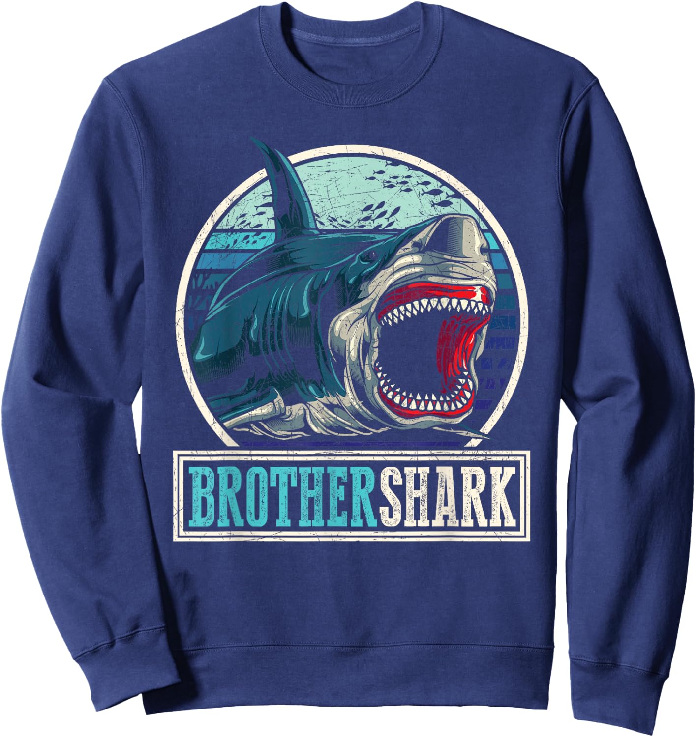Retro Brother Aquarist Gift Animal Sea Monster Brother Shark Sweatshirt - Sweatshirt | Navy
