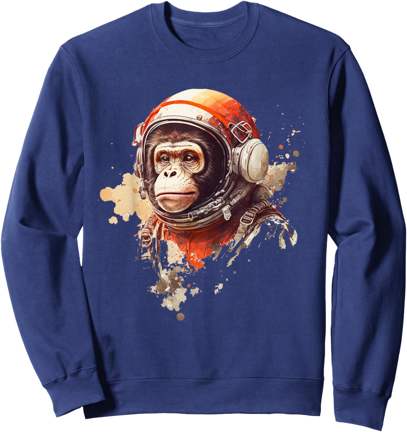 Space Vintage Travel Astronaut Monkey Astronaut Sweatshirt - Sweatshirt | Navy