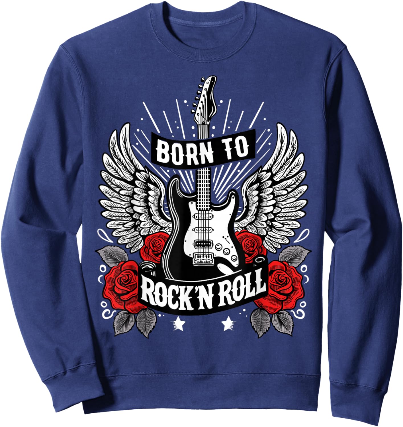 Born To Rock Lets Rock Vintage-Retro-Rock&Roll-Rockkonzert Sweatshirt - Sweatshirt | Navy