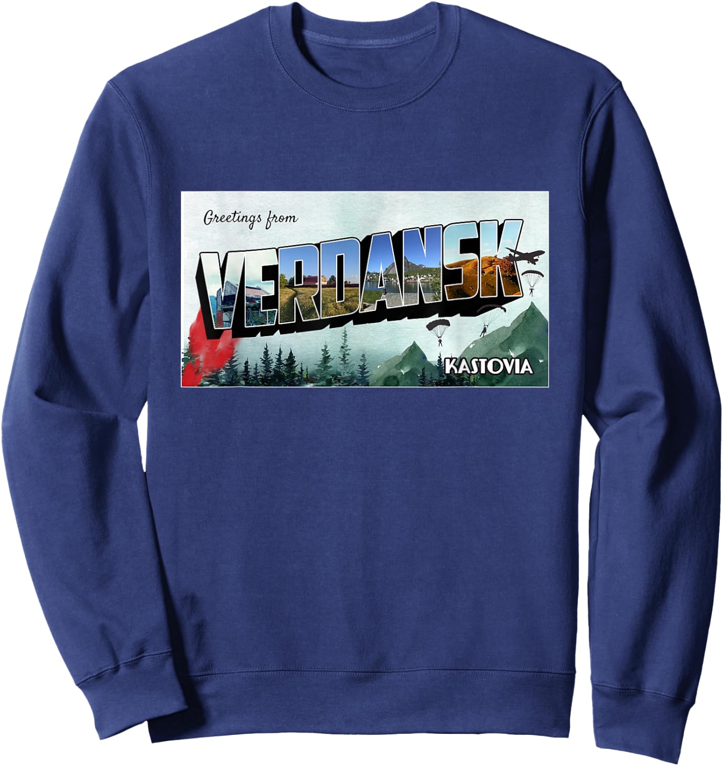 Warzone Gaming in Verdansk for crews & gamers - Men's Black Modern - Small - Short Sleeve - Crew Collar - Straight Hemline - Cotton 65%, Polyester 35% Sweatshirt - Sweatshirt | Navy