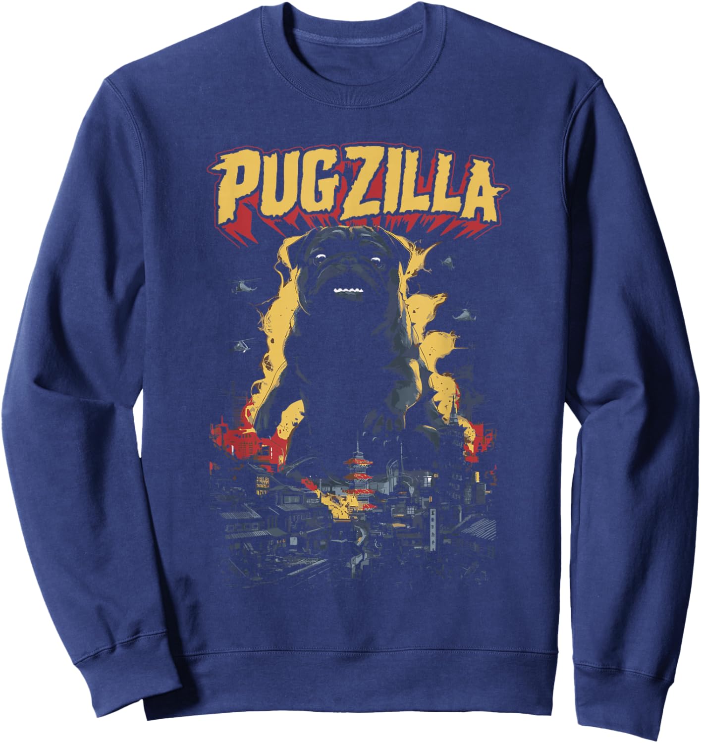 Pugzilla Funny Pug Lover Pug Owner Sweatshirt - Sweatshirt | Navy