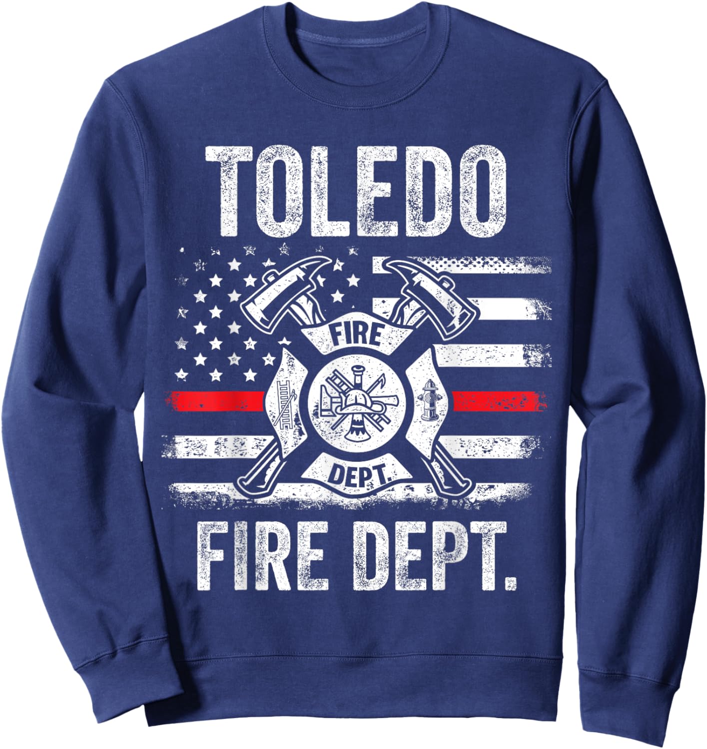 Toledo Ohio Fire Department Thin Red Line Fireman Sweatshirt - Sweatshirt | Navy