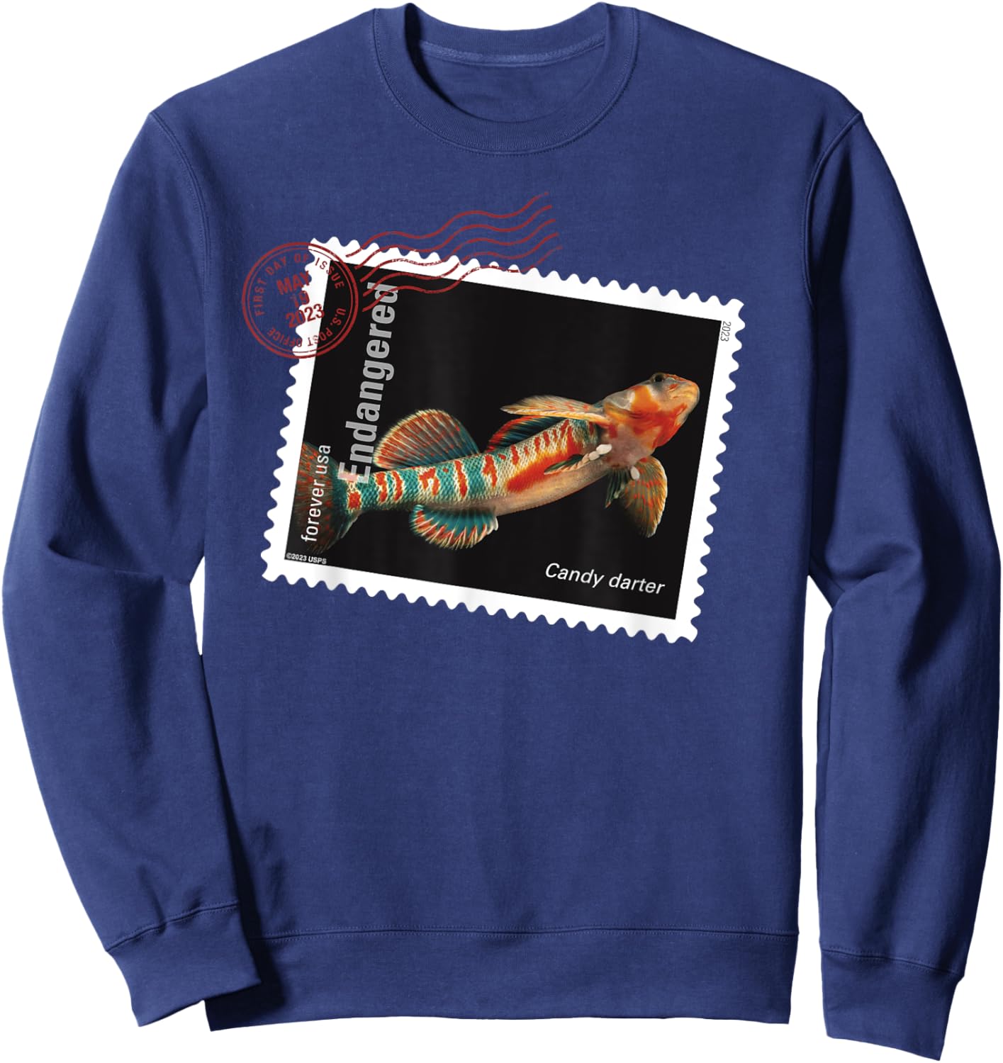 USPS Endangered Species Candy Darter Postmark Sweatshirt - Sweatshirt | Navy