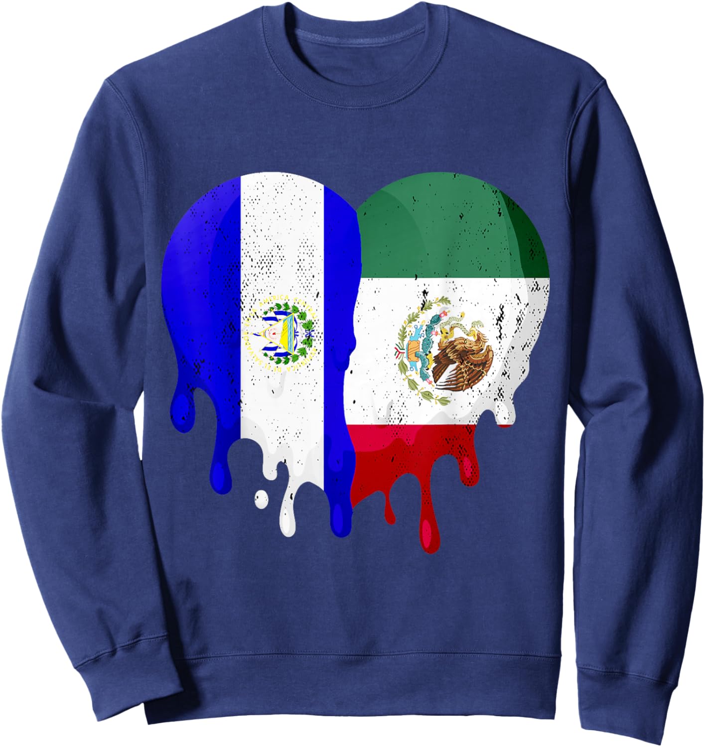 El Salvador Mexico Flag Heart Citizen Grown Patriot Country Sweatshirt - Sweatshirt | Navy