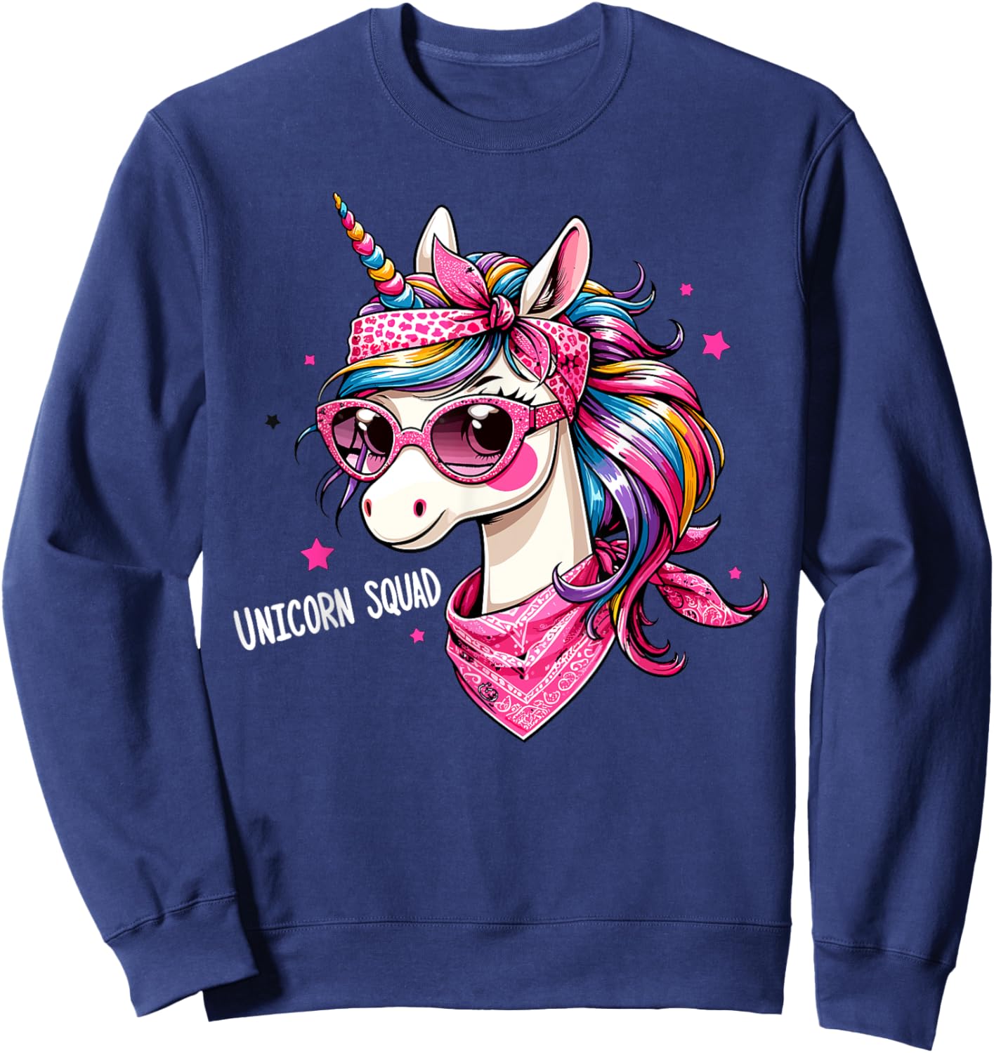Unicorn Squad - Graceful Unicorn with leopard Bandana Sweatshirt - Sweatshirt | Navy