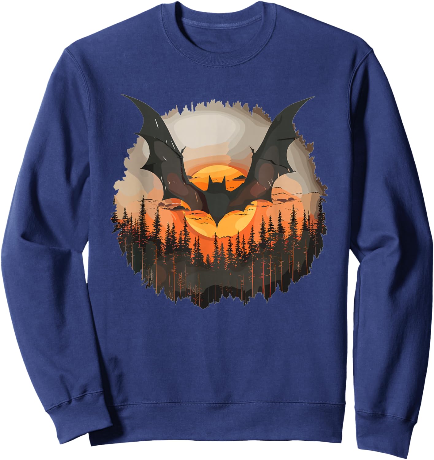 Aesthetic Bat in the Forest I Bat Sweatshirt - Sweatshirt | Navy