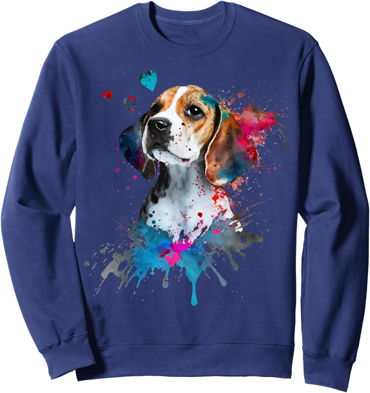 Cute Beagle Puppy Lover Dog Mom Watercolor Dog Portrait Sweatshirt - Sweatshirt | Navy