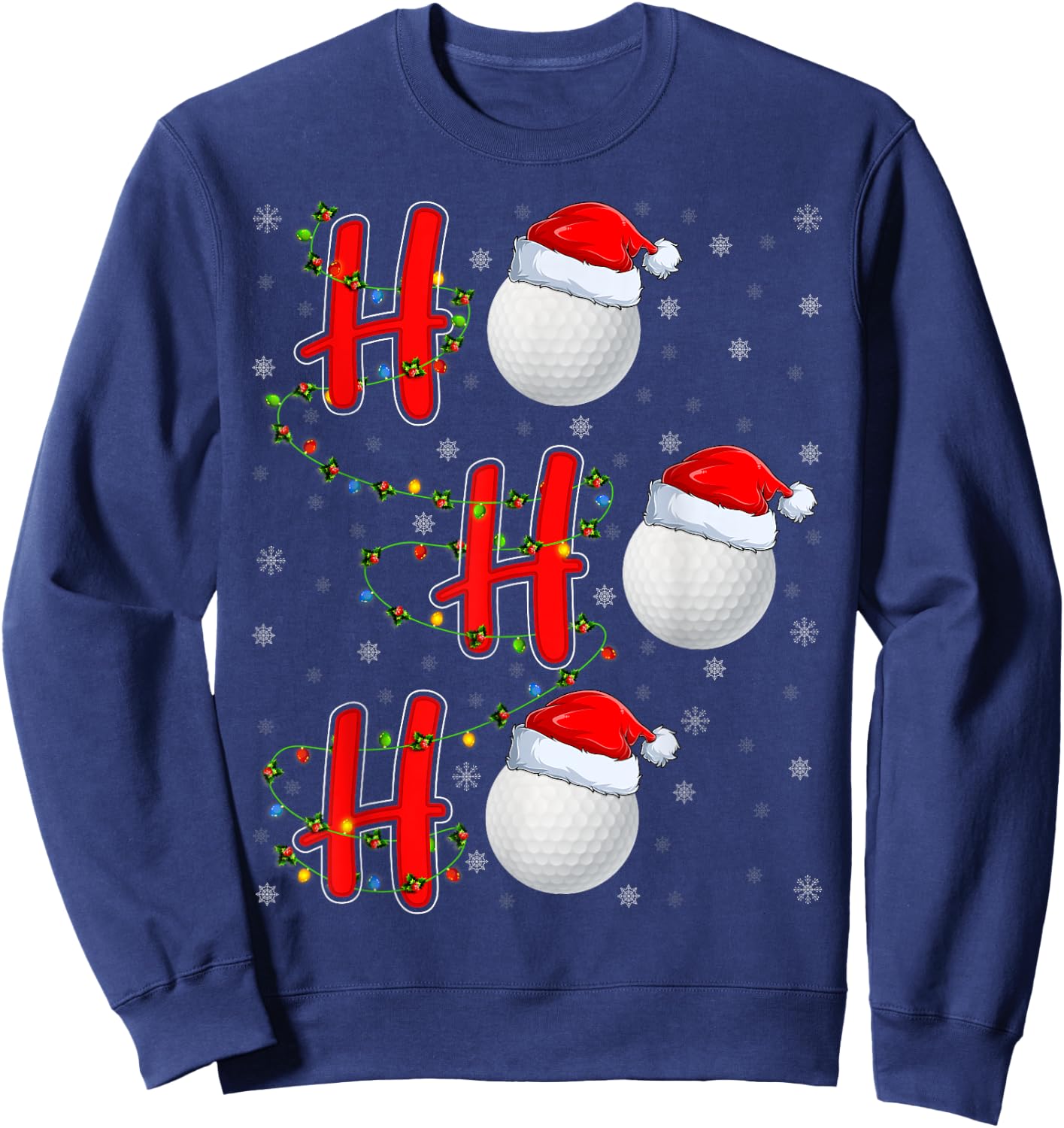 Golf Lighting Xmas Santa Ho Ho Ho Golf Christmas Sweatshirt - Sweatshirt | Navy