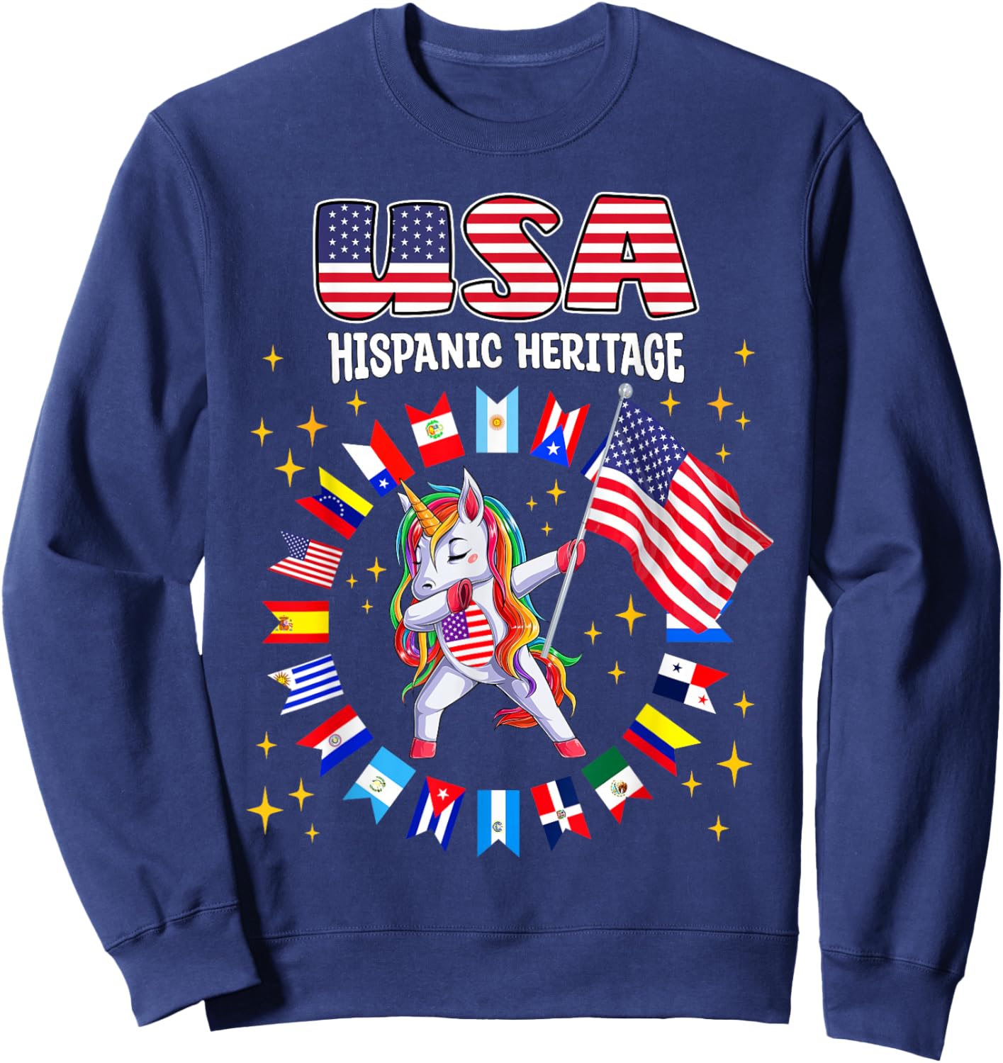 Hispanic Heritage Month USA flag kids boys girls toddler Sweatshirt - Sweatshirt | Navy