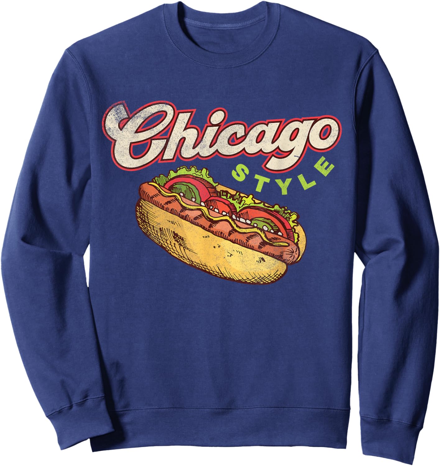 Chicago Hot Dog Hotdog Tourist Summer Souvenir Travel Sweatshirt - Sweatshirt | Navy