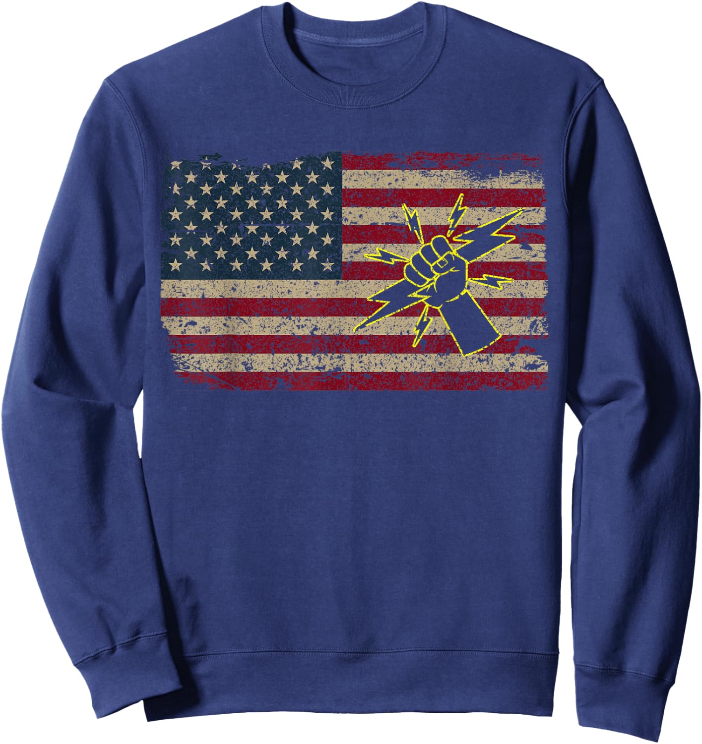 Electrician America Flag Patriotic Electricity Gift Sweatshirt - Sweatshirt | Navy