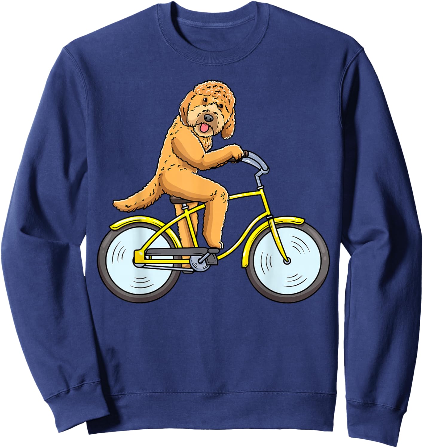 Goldendoodle Dog On Bike Cycling Men Women Girls Kids Sweatshirt - Sweatshirt | Navy