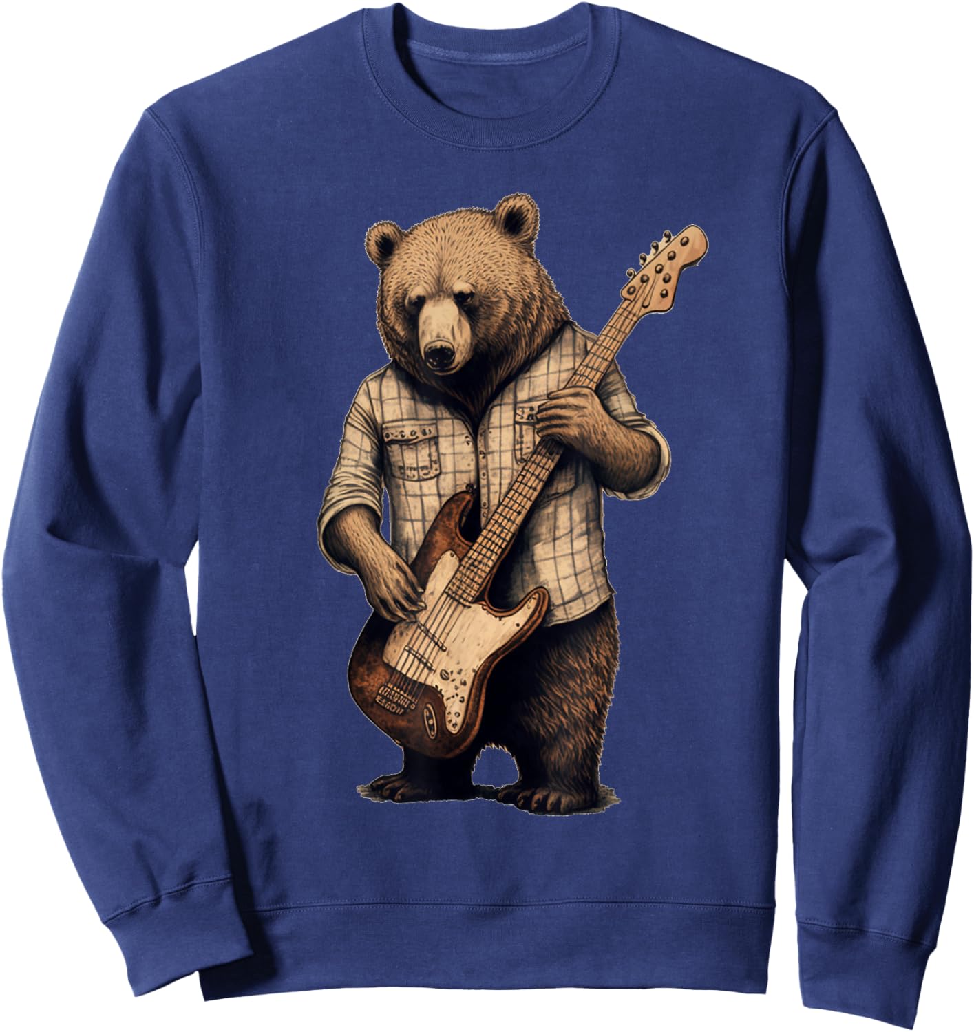 Bear Playing Bass Guitar Bear Guitarist Music Lovers Sweatshirt - Sweatshirt | Navy