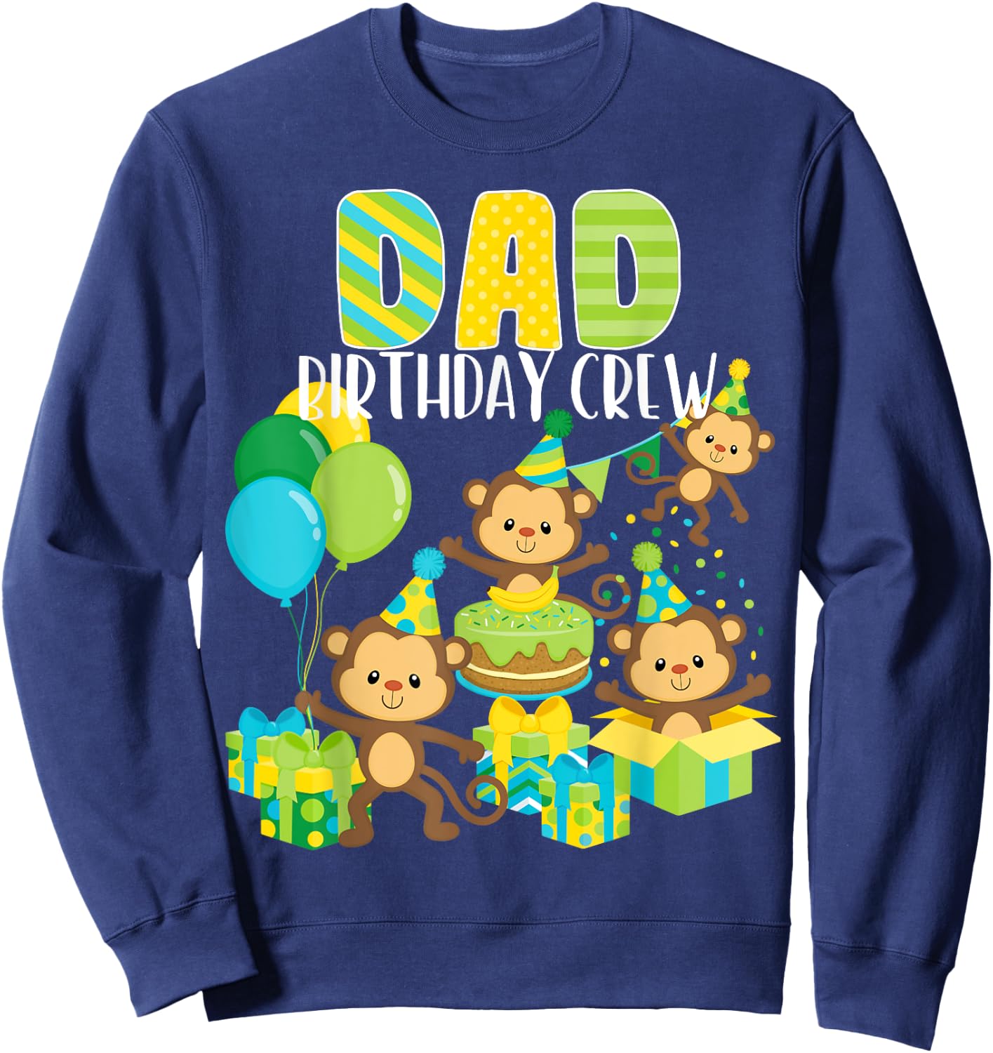 Birthday Monkey Dad Birthday Crew Bday Party Family Matching Sweatshirt - Sweatshirt | Navy