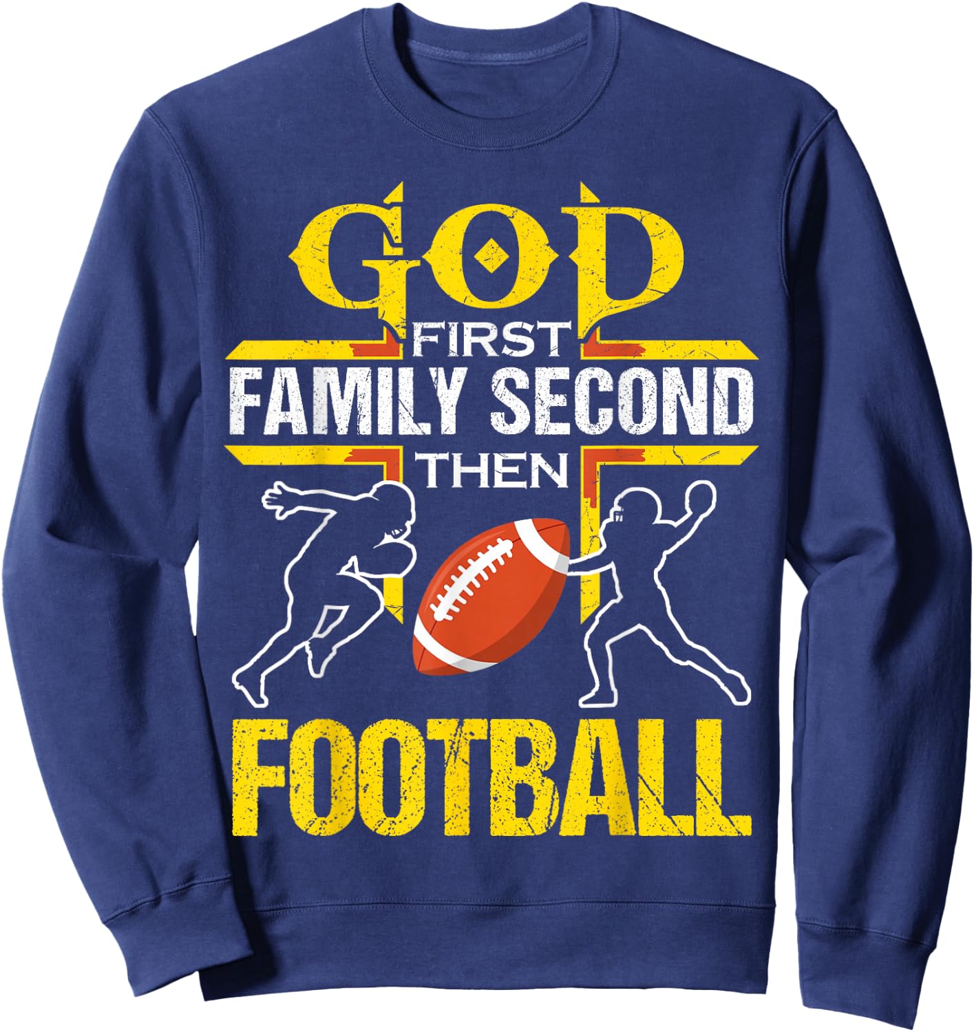 God First Family Second Then Football women Sweatshirt - Sweatshirt | Navy