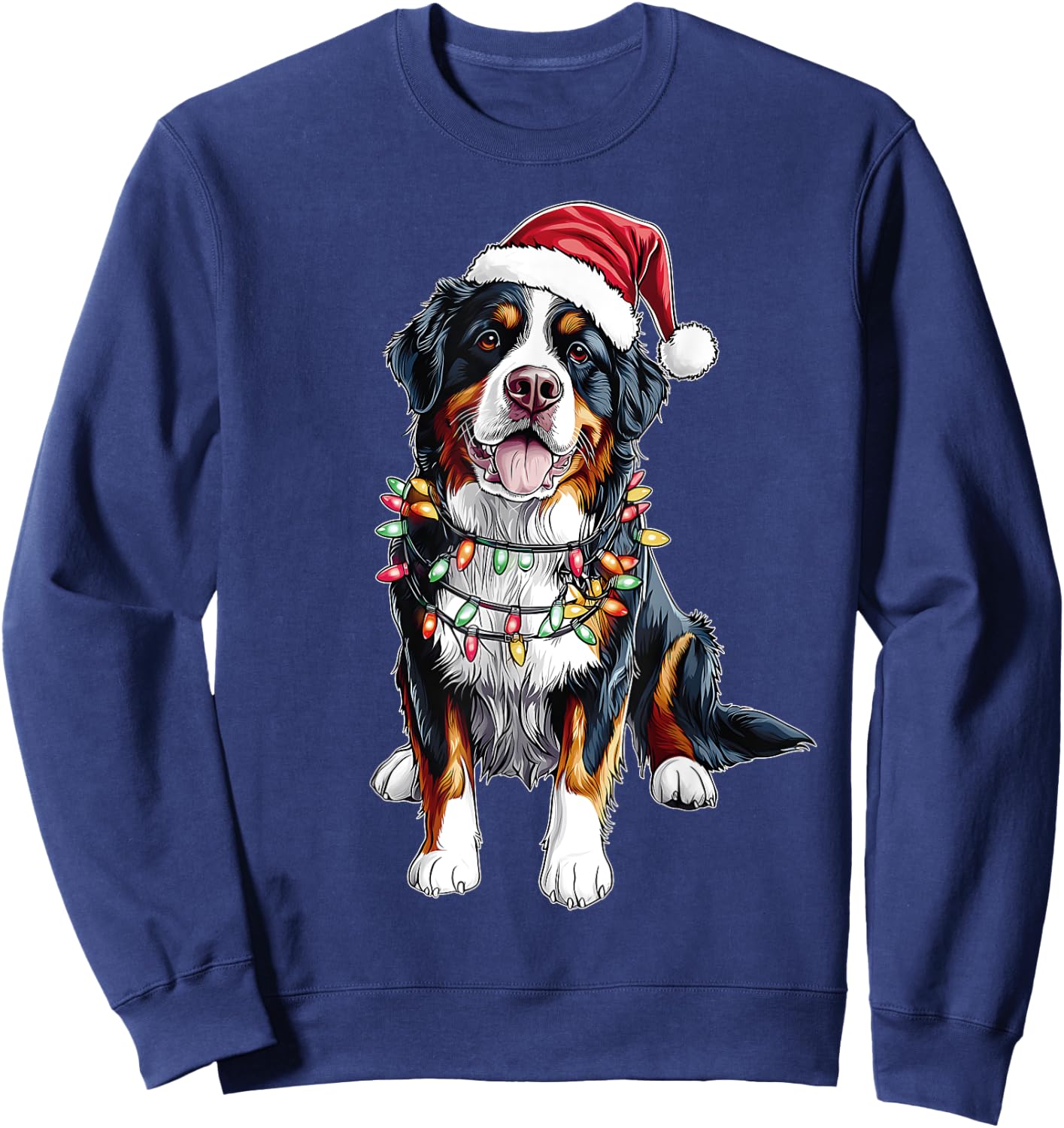 Cute Bernese Mountain Dog Christmas Hat Xmas Sweatshirt - Sweatshirt | Navy