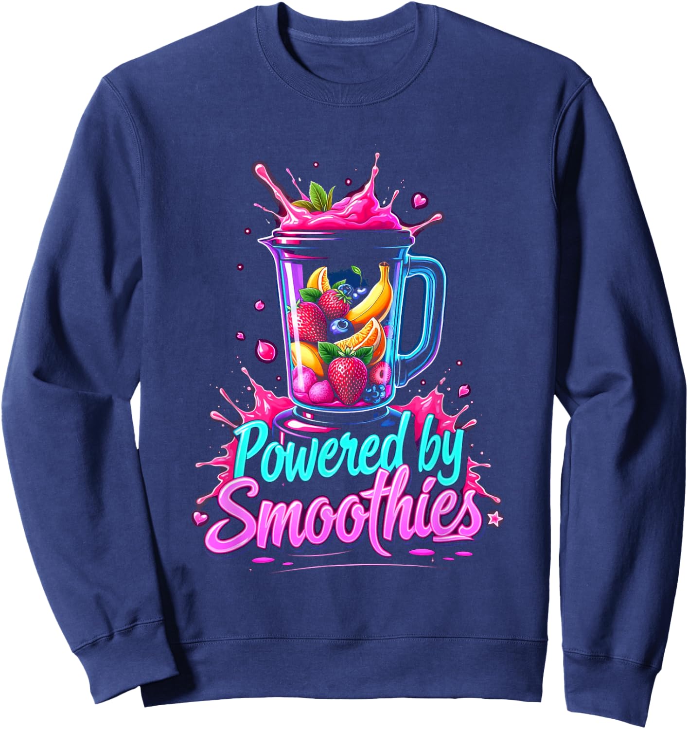 Powered By Smoothies Smoothie Health Drink Vegan Life Sweatshirt - Sweatshirt | Navy