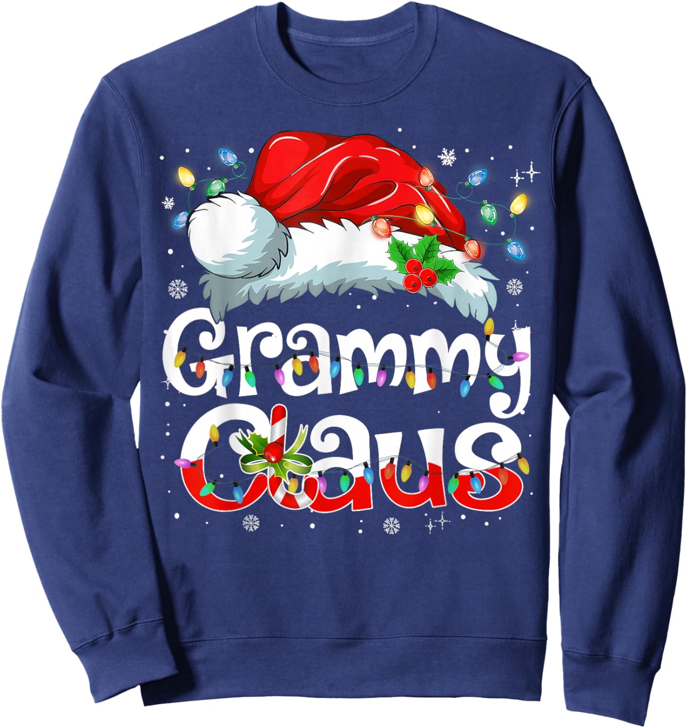Grammy Claus Christmas Pajama Family Matching Xmas Light Sweatshirt - Sweatshirt | Navy
