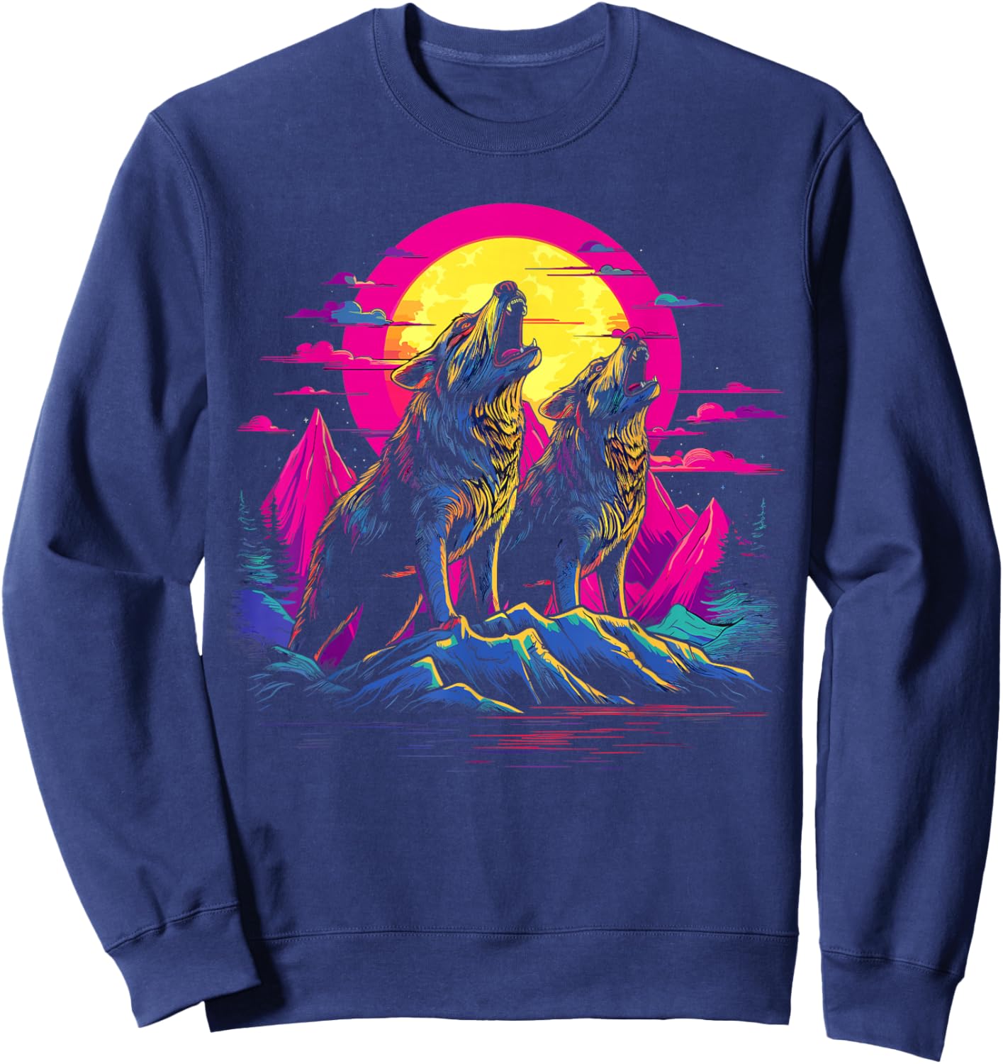 Wolves Moon Howling Wolf Sweatshirt - Sweatshirt | Navy