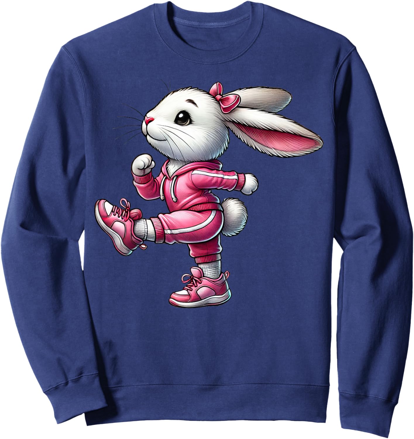 Easter Bunny Exercising Gym Fitness Workout Training Sweatshirt - Sweatshirt | Navy