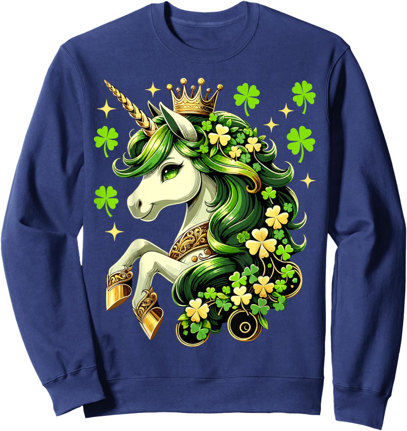 St Patrick Day Unicorn Girls Toddler Lepricorn Unicorn Sweatshirt - Sweatshirt | Navy