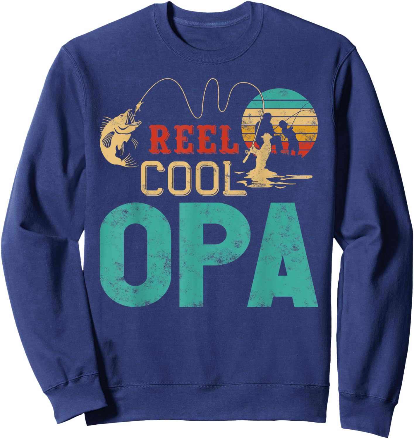 Reel cool Opa Fishing Father’s Day gift Fisherman Grandpa Sweatshirt - Sweatshirt | Navy