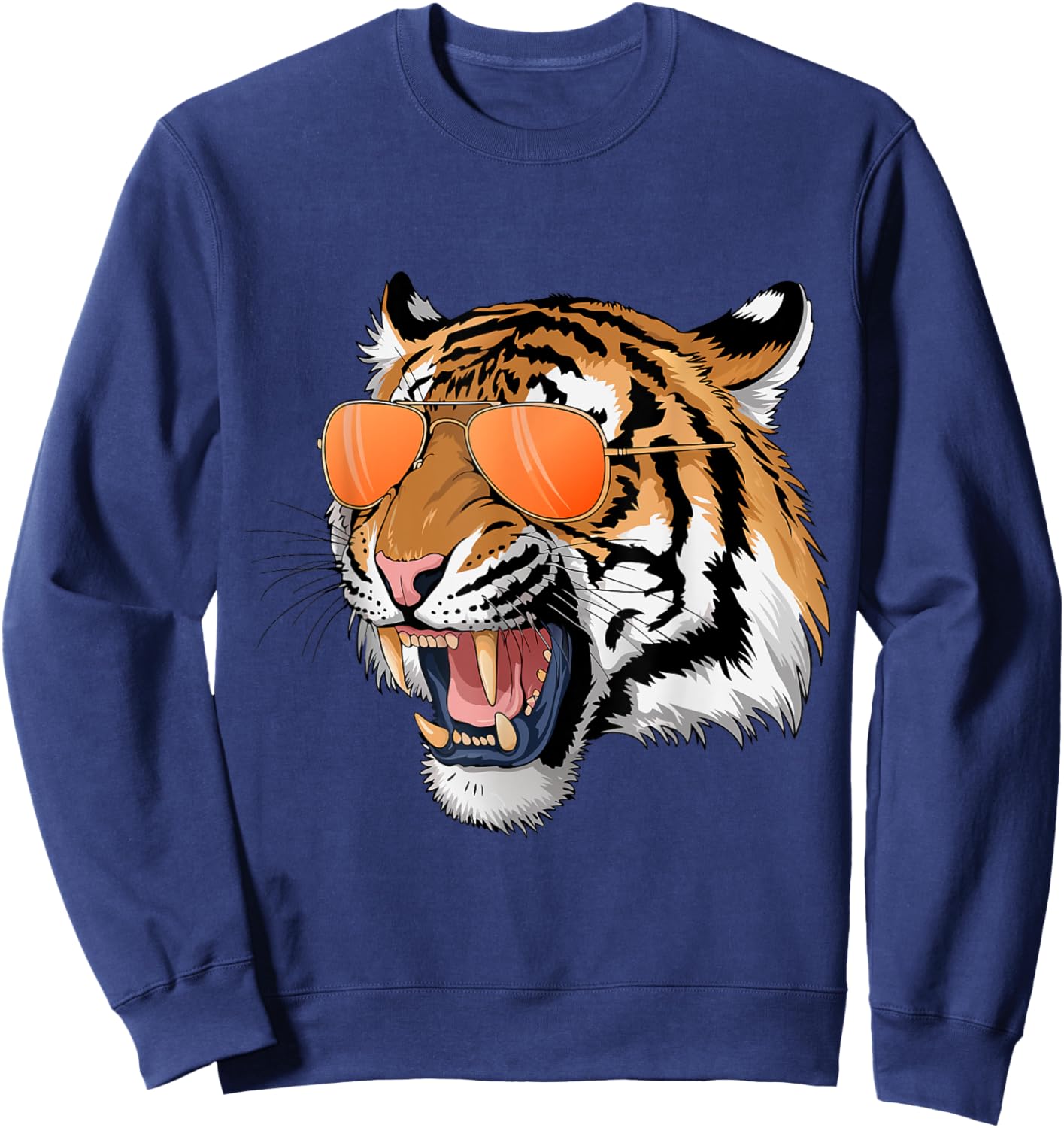 Cool Growling Bengal Tiger with Sunglasses Sweatshirt - Sweatshirt | Navy