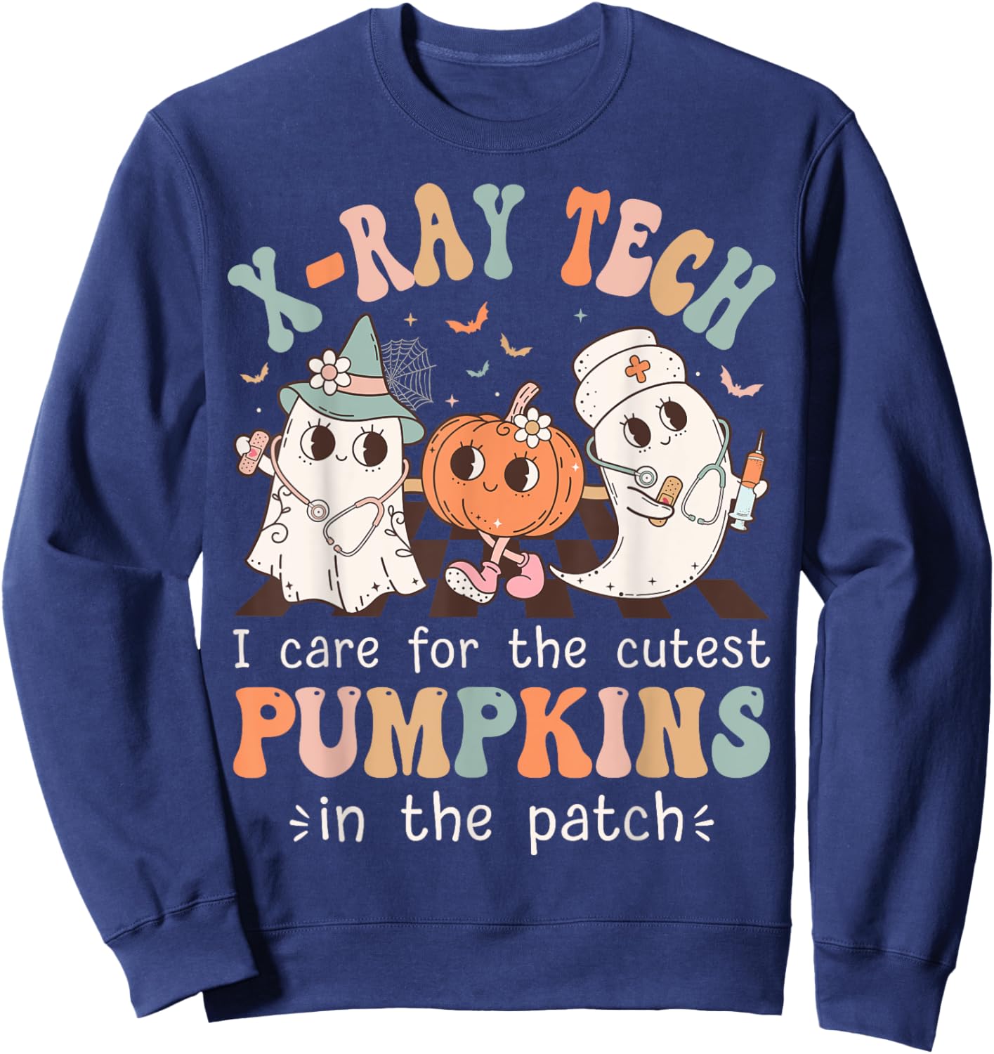 XRay Tech Boo Crew Funny Halloween Radiology Technologist Sweatshirt - Sweatshirt | Navy