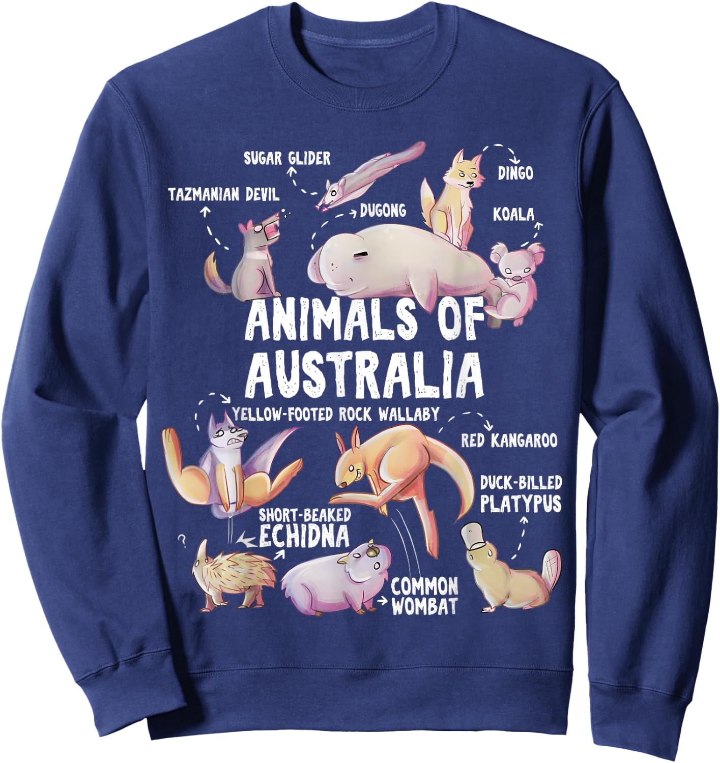Animals Of Australia Australian Animal Educational Gift Cute Sweatshirt - Sweatshirt | Navy