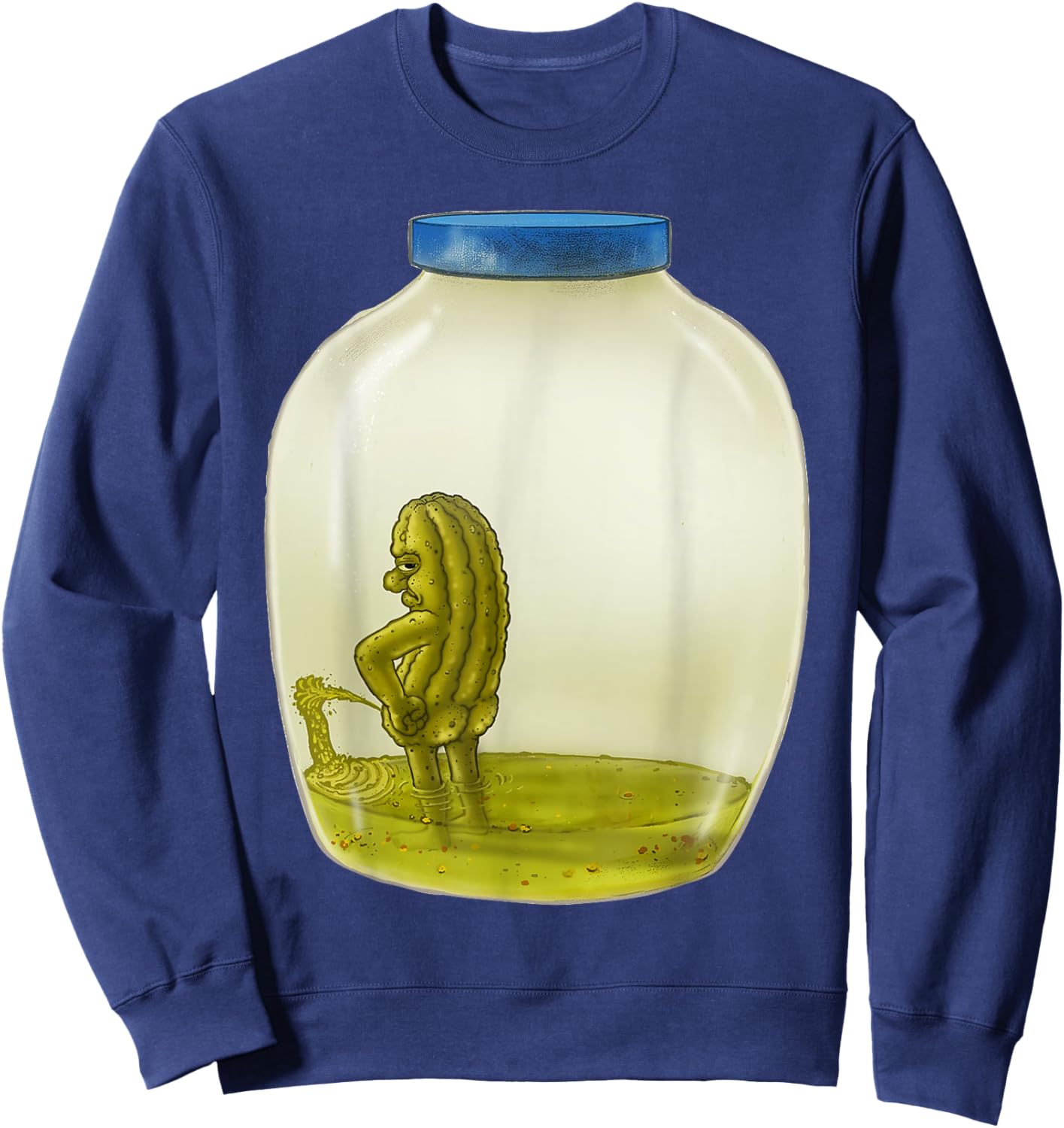 Signed Fine Art - Piss and Vinegar - Funny Grumpy Pickle Pee Sweatshirt - Sweatshirt | Navy