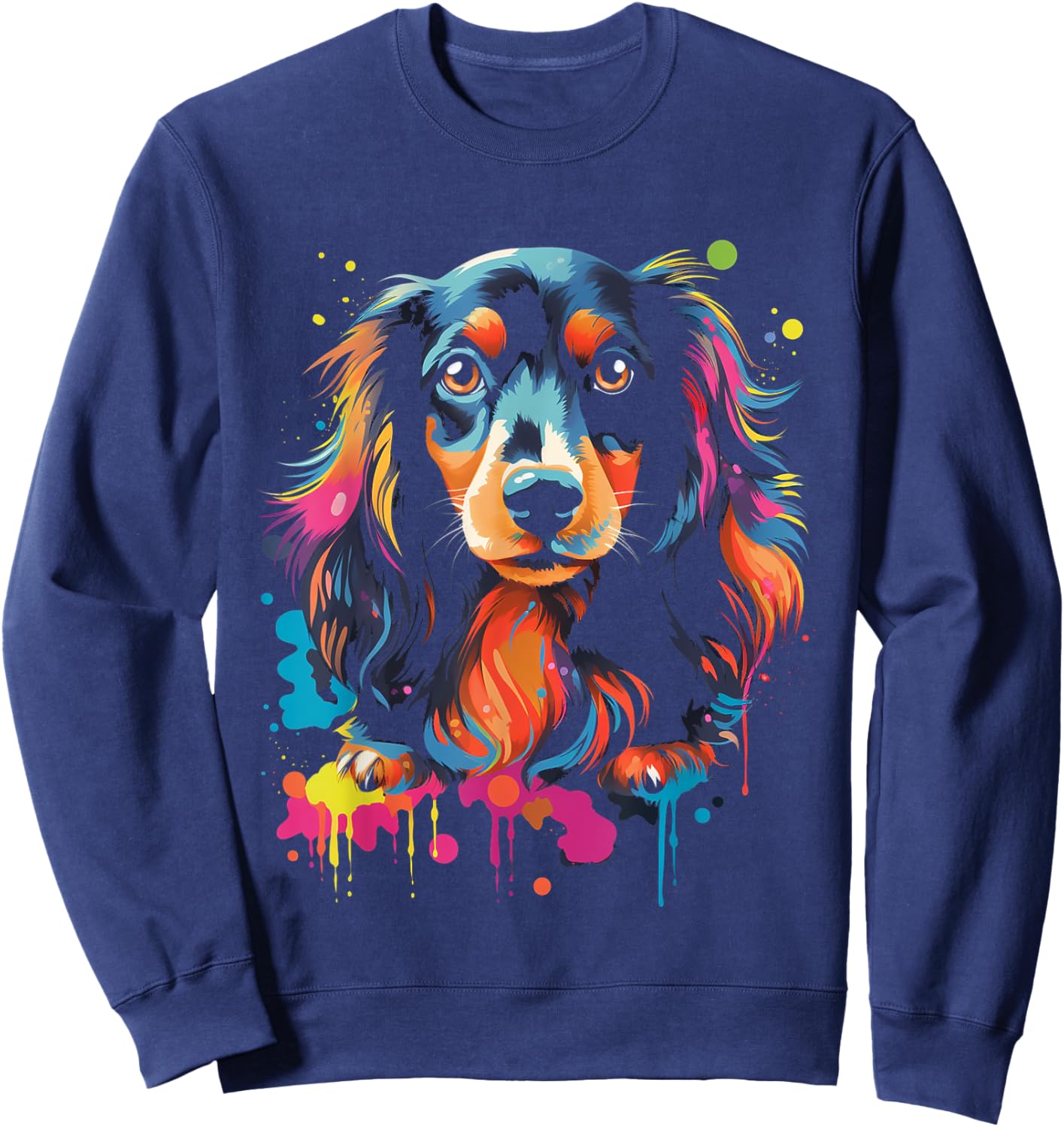 Long Hair Dachshund Puppy Best Dog Walking Pet Women Kids Sweatshirt - Sweatshirt | Navy