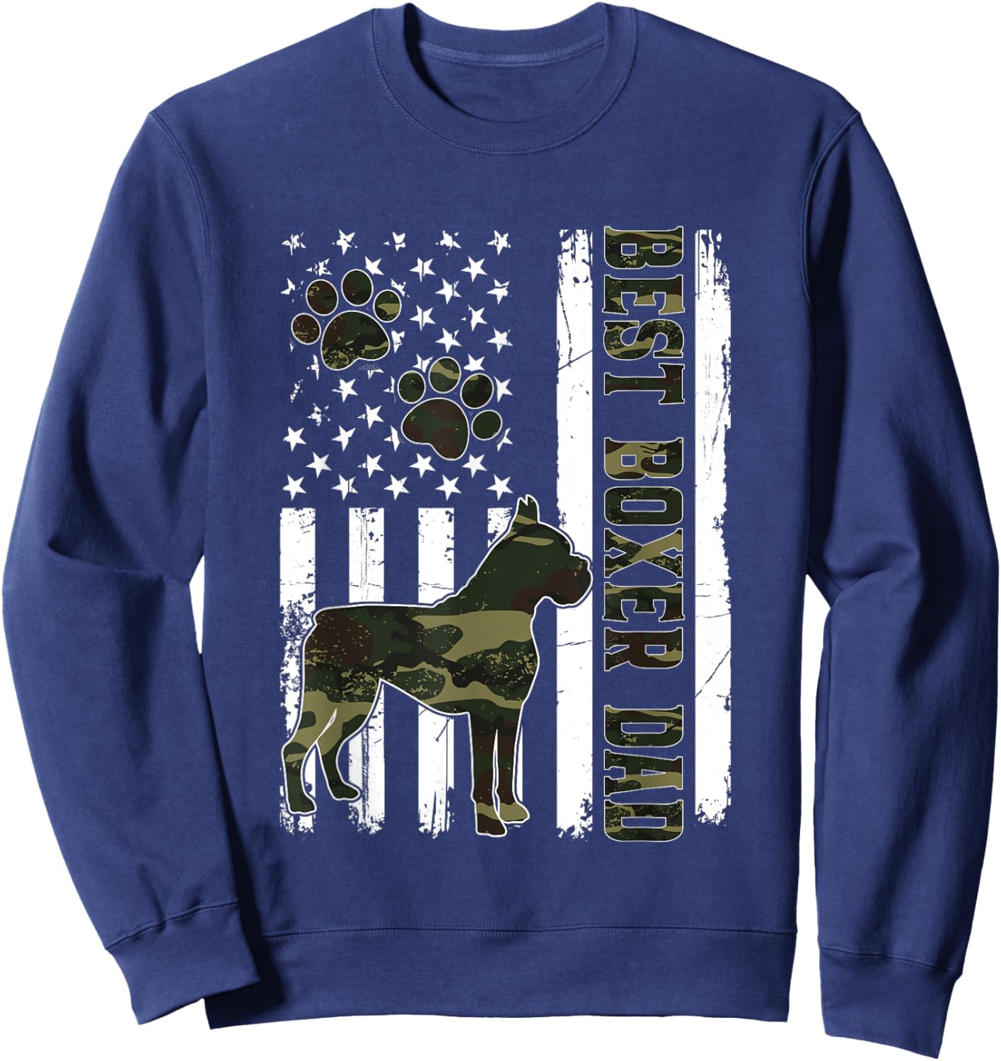 American Flag Best Boxer Dad Ever Dog Dad Sweatshirt - Sweatshirt | Navy