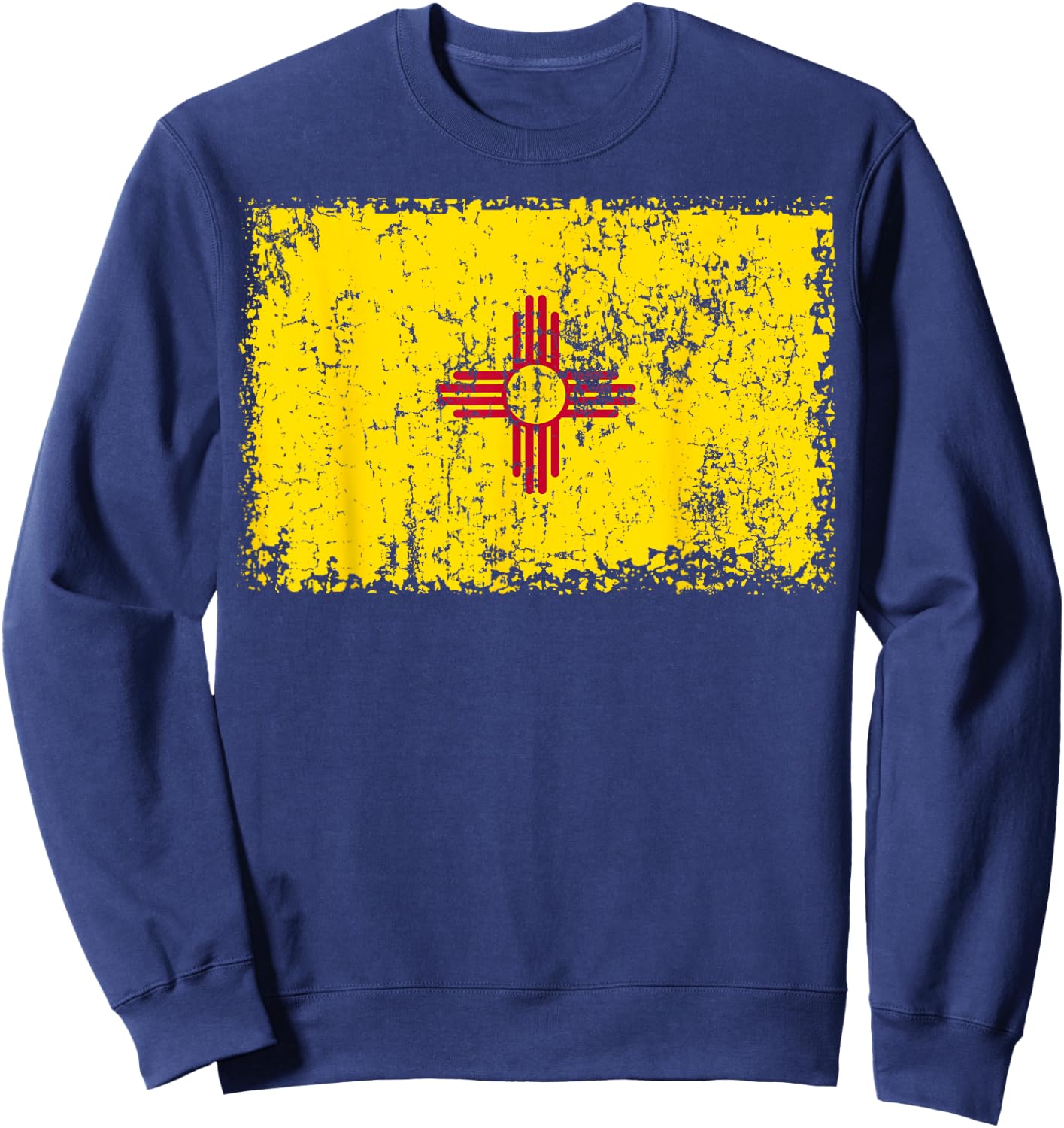 Vintage Zia Sun Distressed Zia Sun New Mexico Flag Sweatshirt - Sweatshirt | Navy