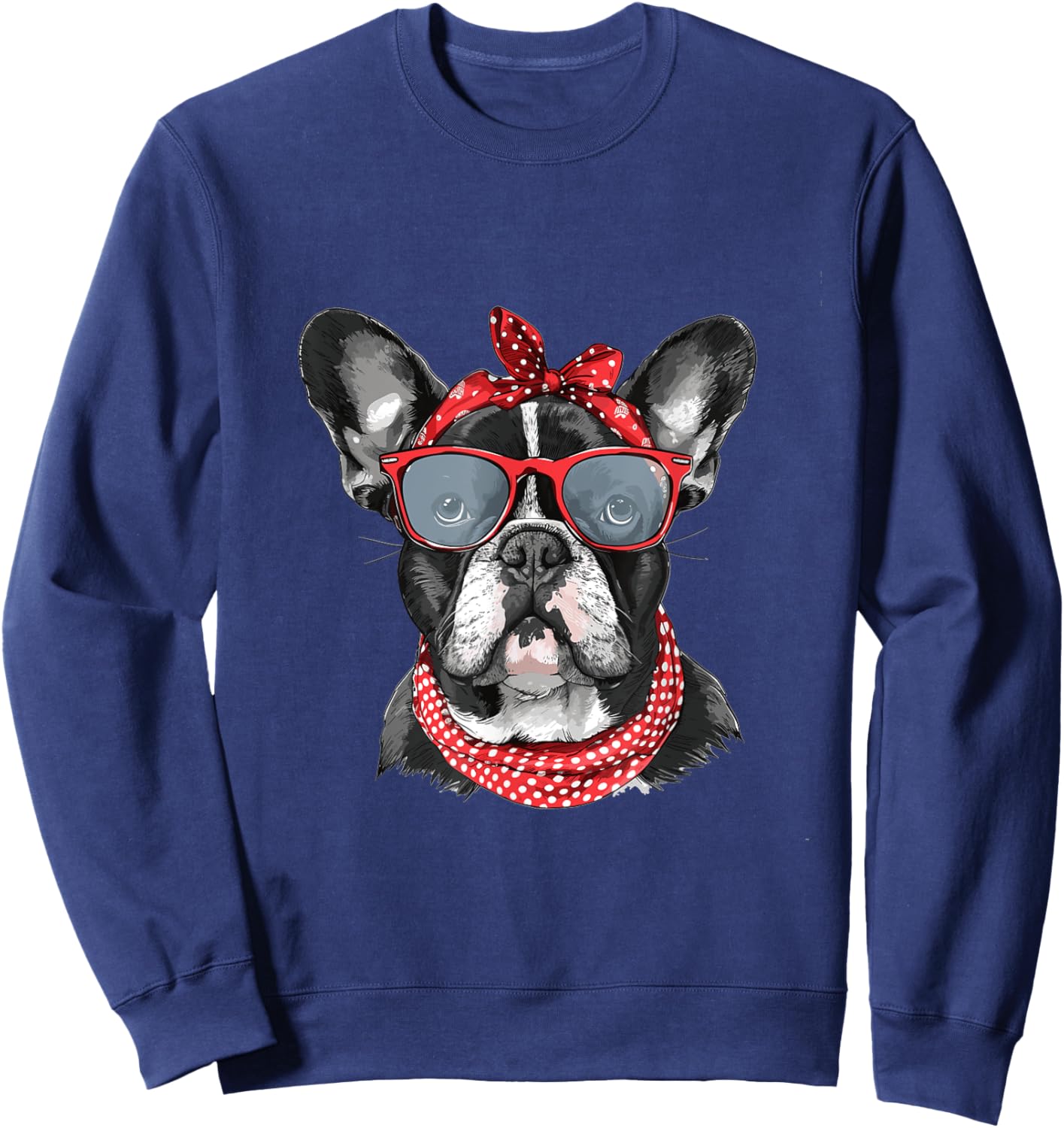 French Bulldog Frenchie Dog Mom Bandana Mothers Day Graphic Sweatshirt - Sweatshirt | Navy