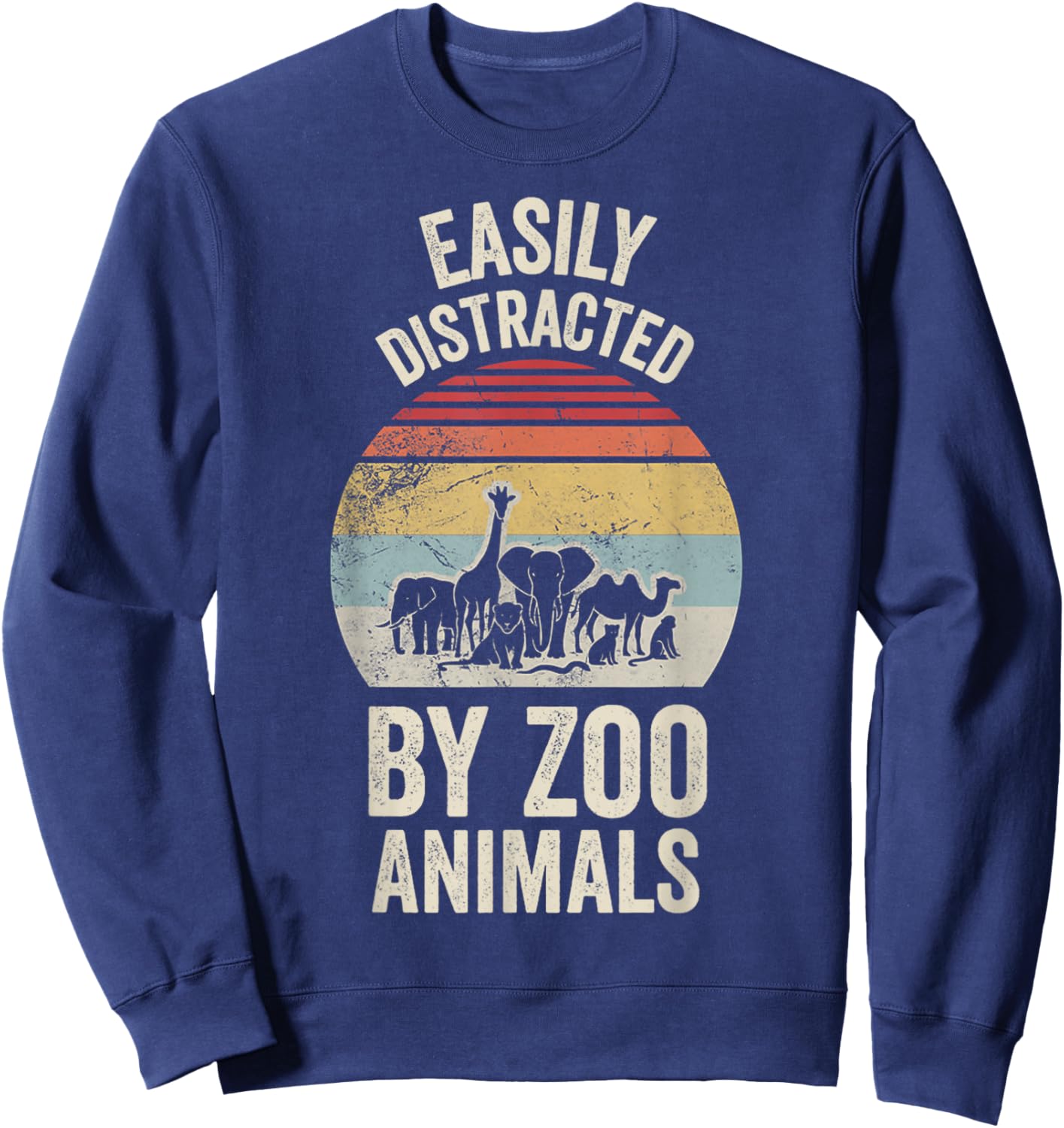 Easily Distracted By Zoo Animals Fun Sweatshirt - Sweatshirt | Navy