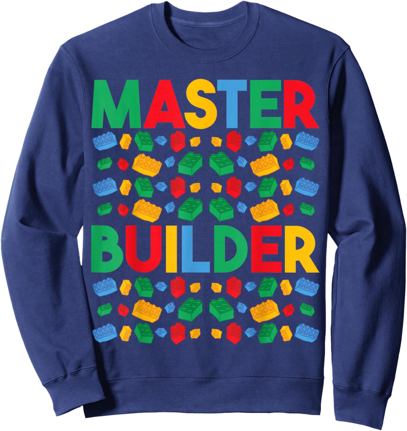 Master Builder Funny Building Blocks Gifts For Boys Kids Men Sweatshirt - Sweatshirt | Navy