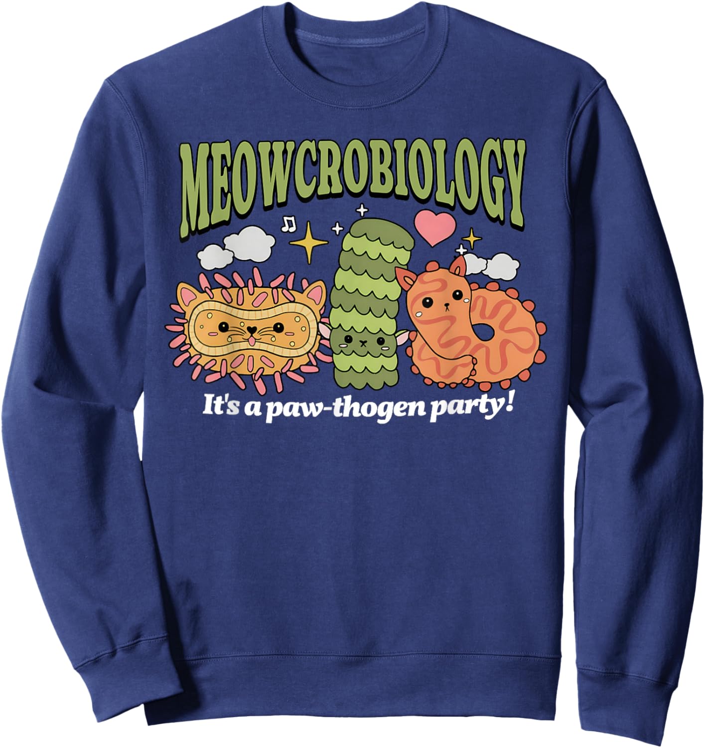Meowcrobiology Microscopic Cats Science Pet School Biology Sweatshirt - Sweatshirt | Navy