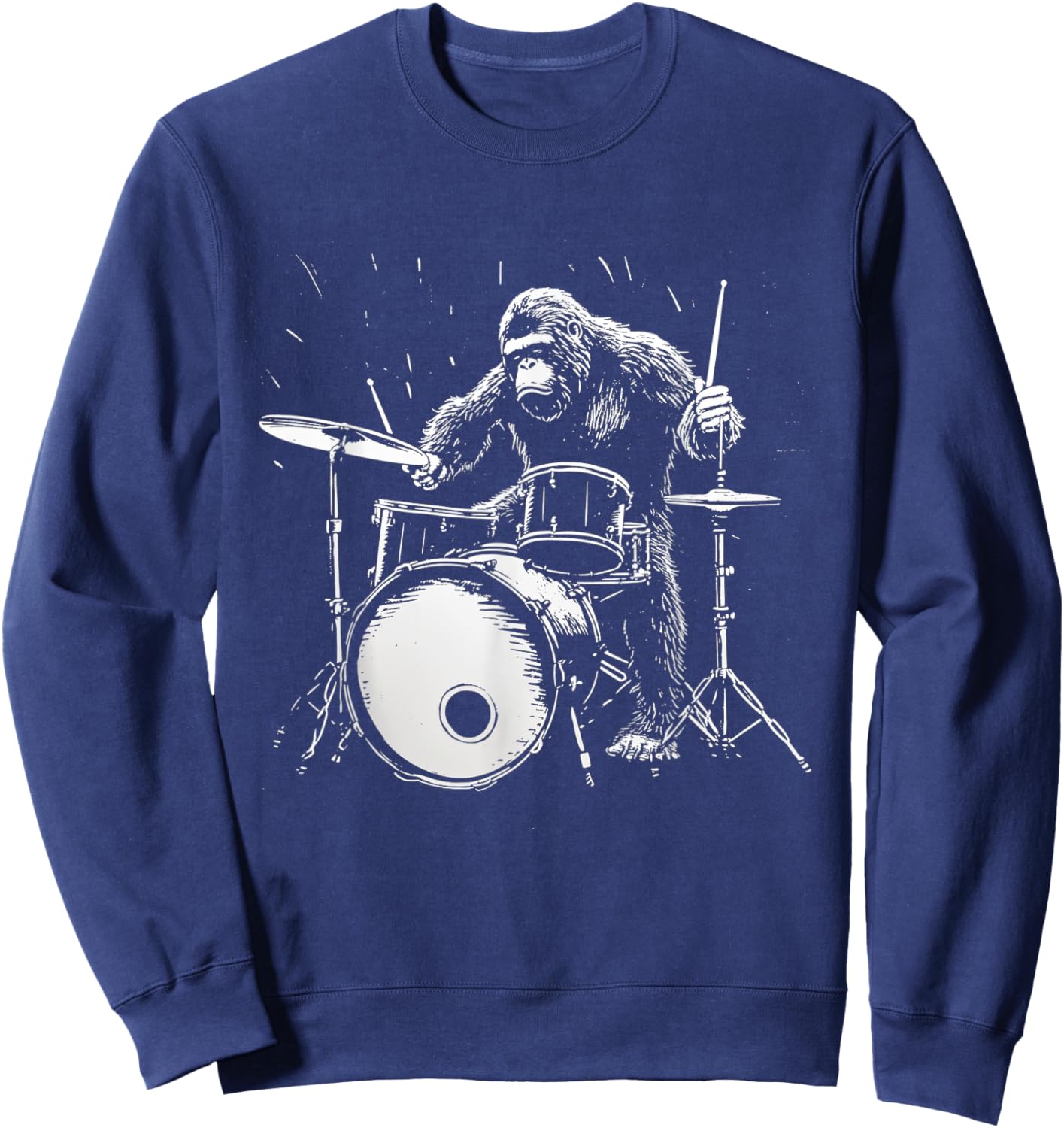 Bigfoot Drums Funny Gorilla Monkey Drummer Sweatshirt - Sweatshirt | Navy