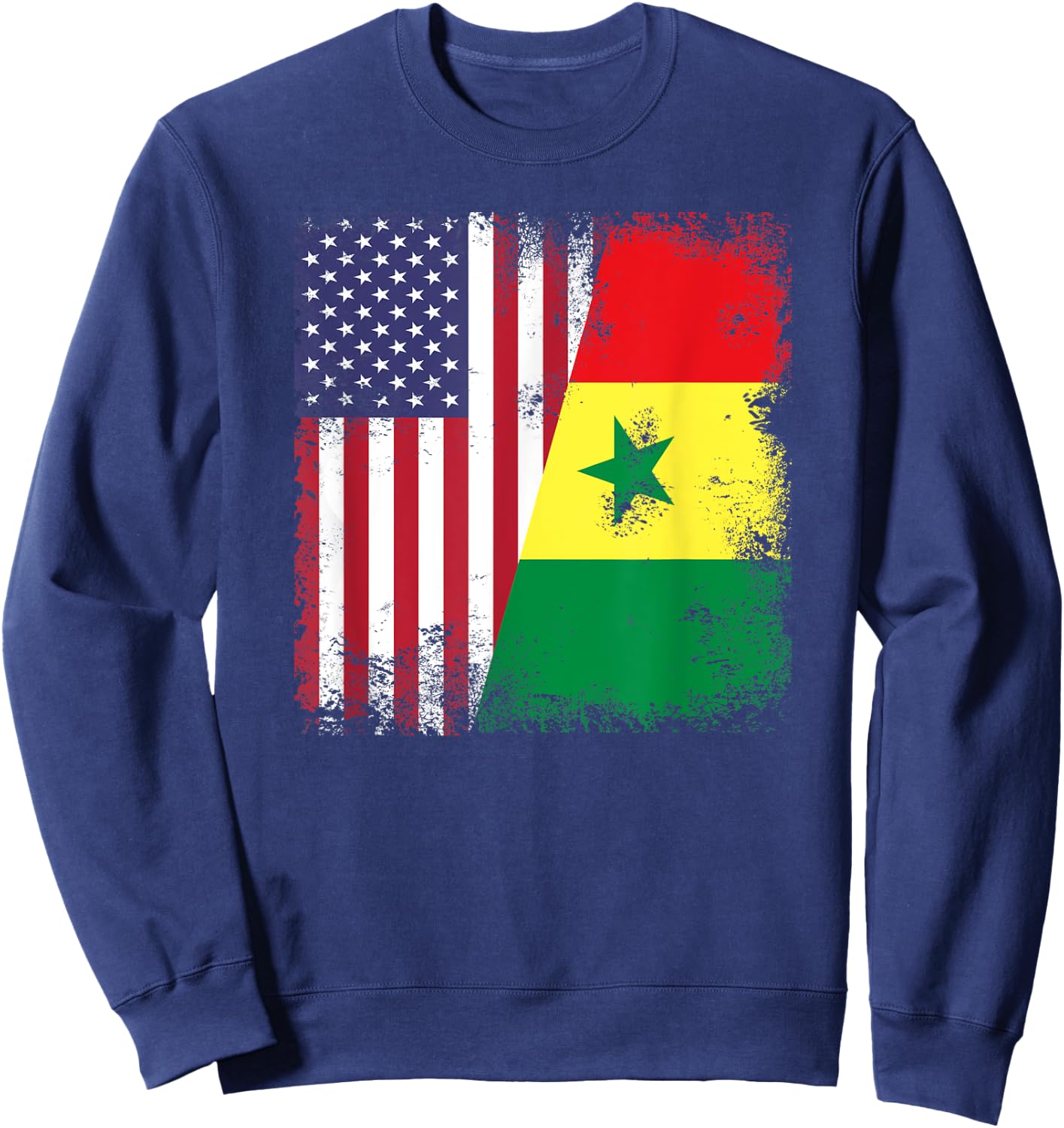 Half Senegalese Flag | Vintage Senegal USA Gift Sweatshirt - Sweatshirt | Navy