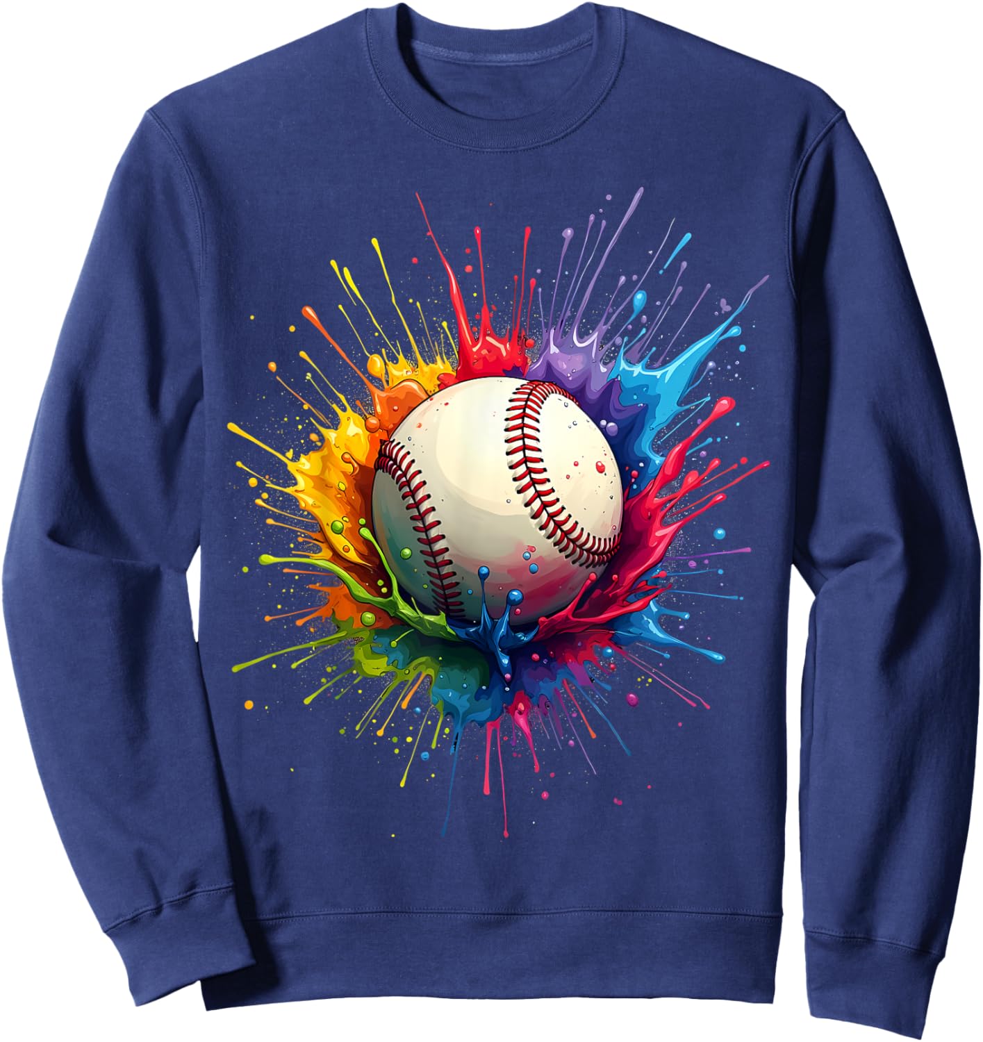 Baseball Player Color Art Colorful Tie Dye Paint Splatter Sweatshirt - Sweatshirt | Navy