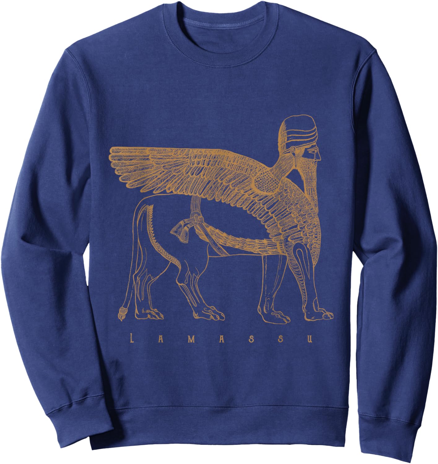 Ancient Mythology Occult Gifts Lamassu Winged Lion Assyrian Sumerian Mesopotamia Sweatshirt - Sweatshirt | Navy