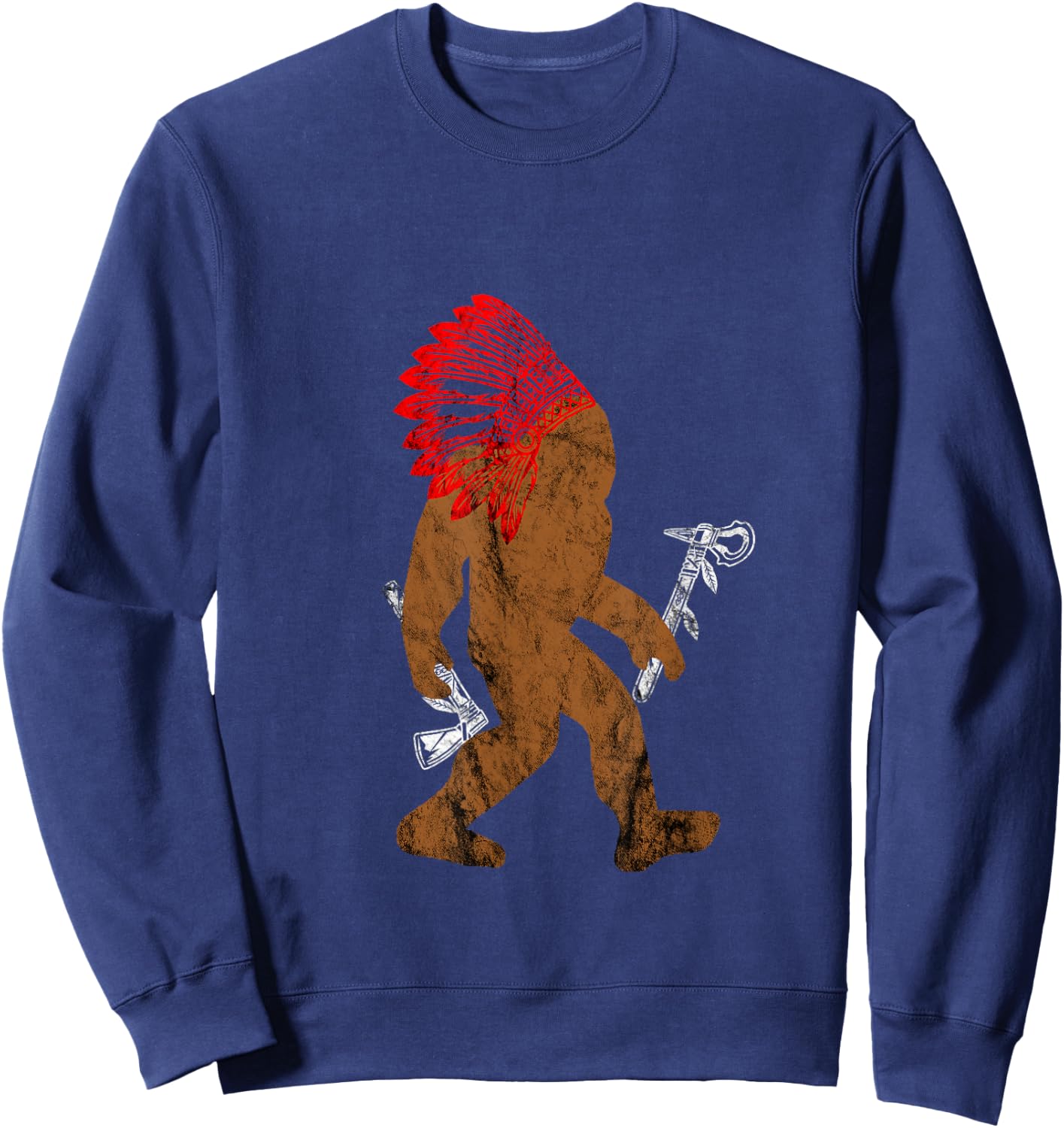 Indian Bigfoot Chief Sasquatch Western Carnival Costume Sweatshirt - Sweatshirt | Navy
