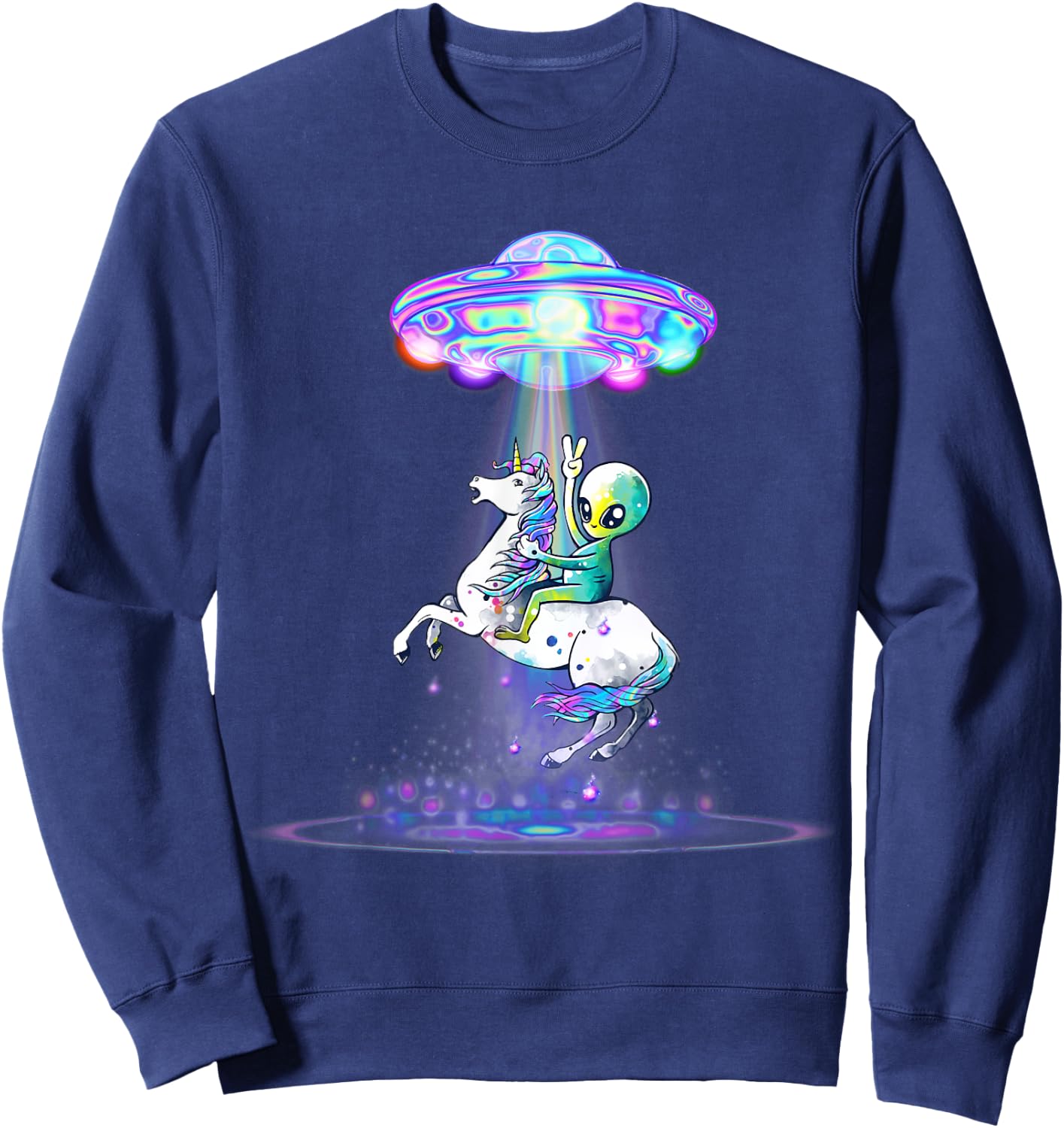 Funny UFO Alien Unicorn Galaxy Sweatshirt - Sweatshirt | Navy
