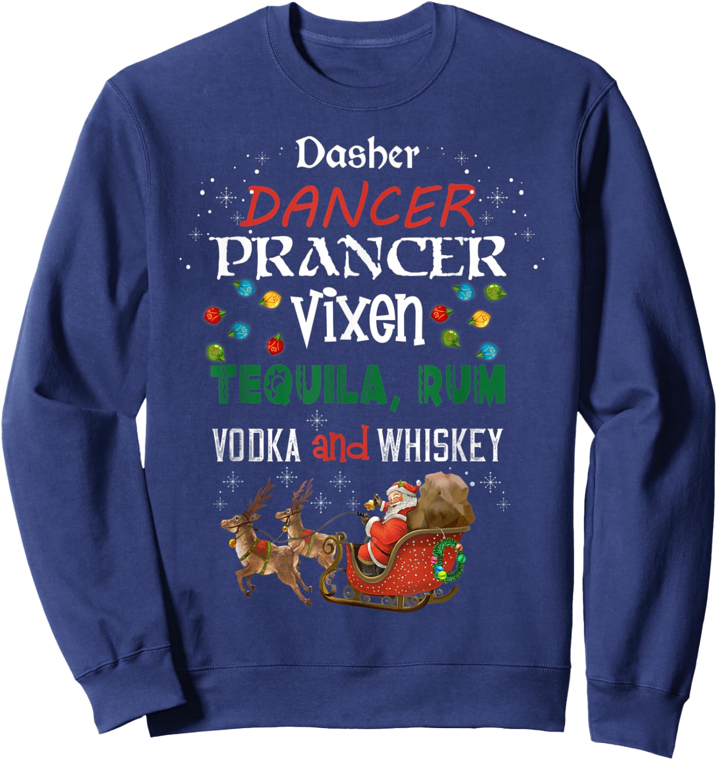 Funny Christmas Gift Dasher Dancer Prancer Moscato Party Sweatshirt - Sweatshirt | Navy