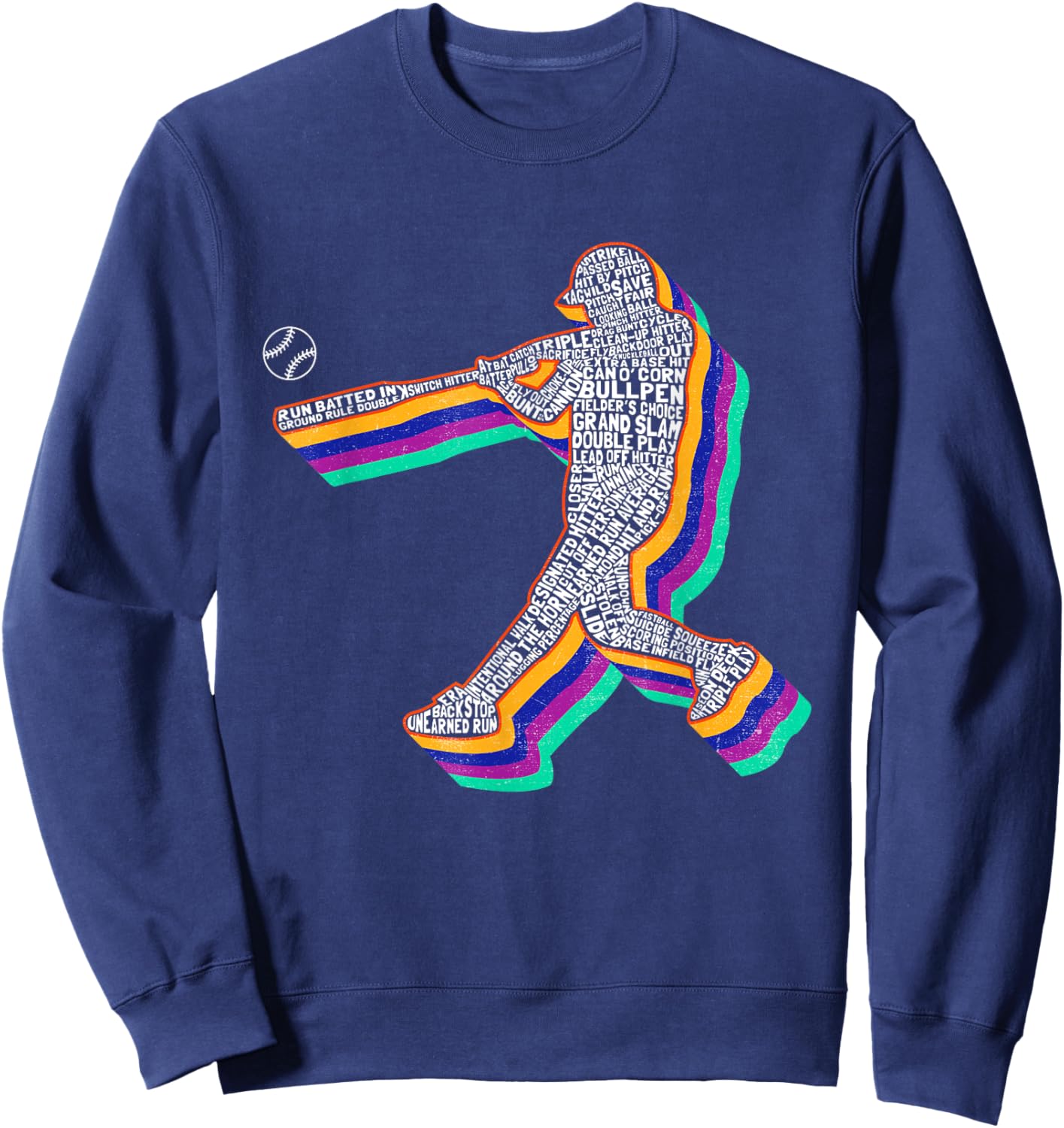 Retro Baseball Player Kids Boys Youth Teens Sweatshirt - Sweatshirt | Navy