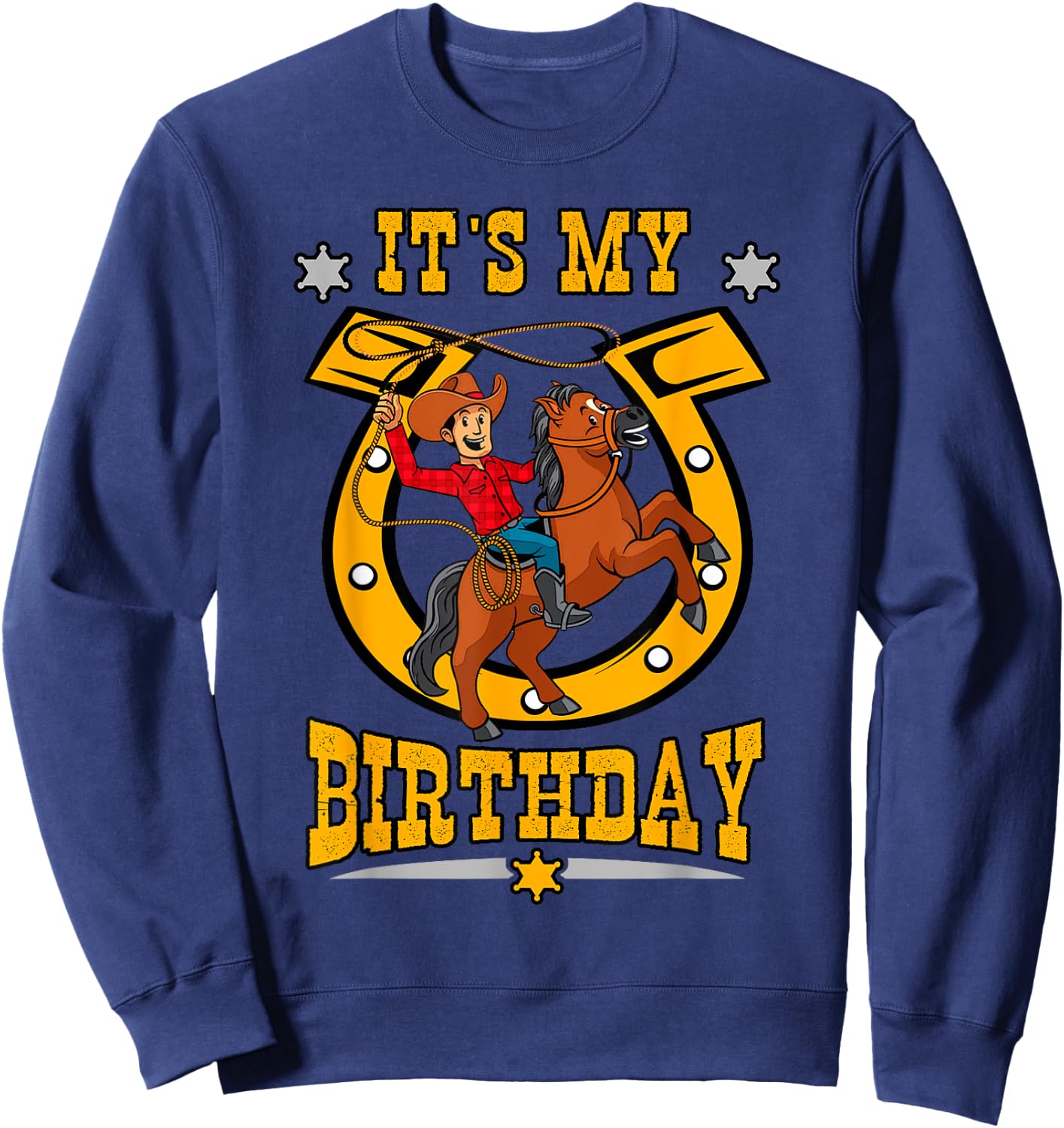 It's My Birthday Western Cowboy Boys Youth Kids Party Day Sweatshirt - Sweatshirt | Navy
