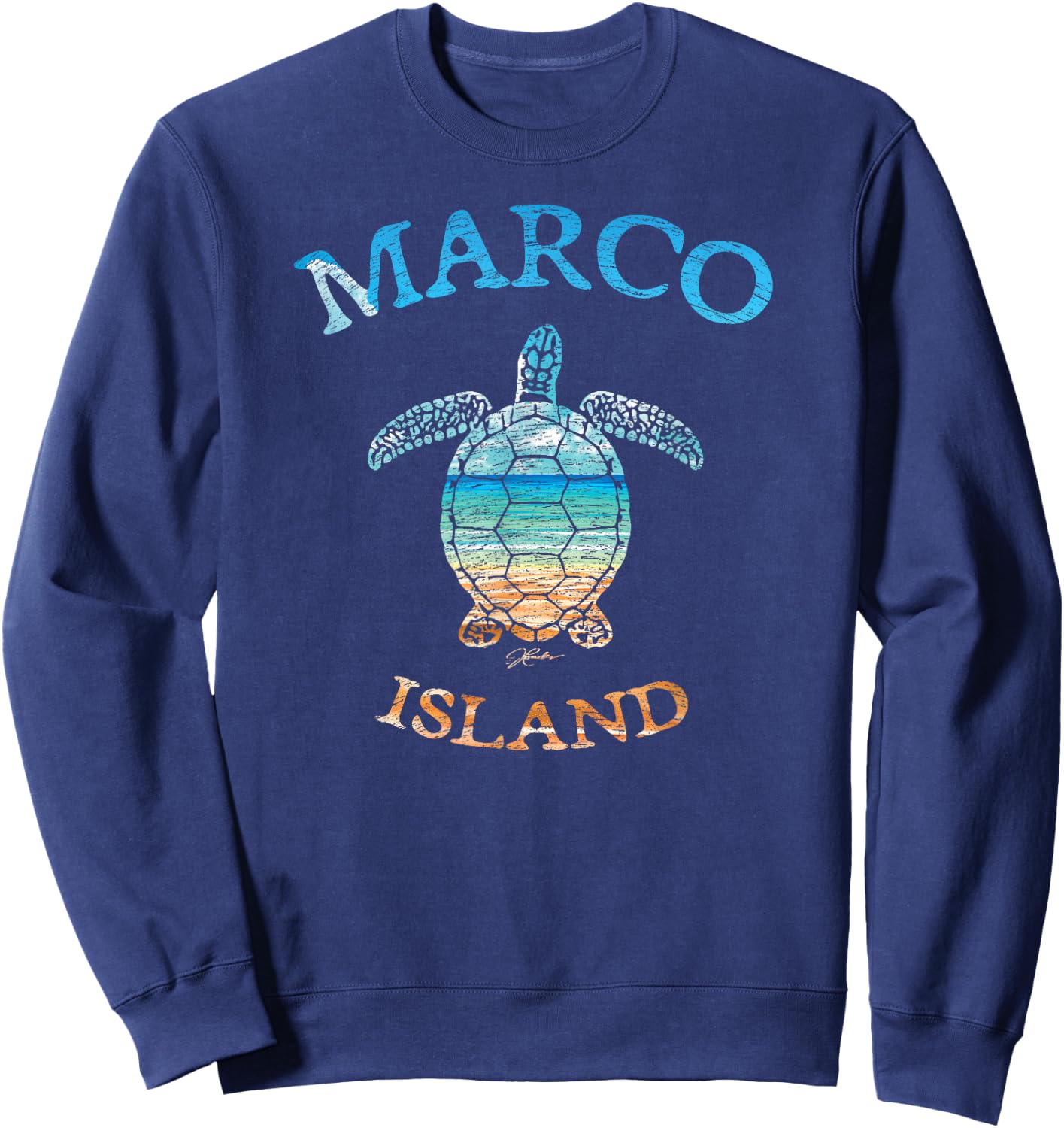 JCombs: Marco Island, FL, Sea Turtle and Beach Sweatshirt - Sweatshirt | Navy