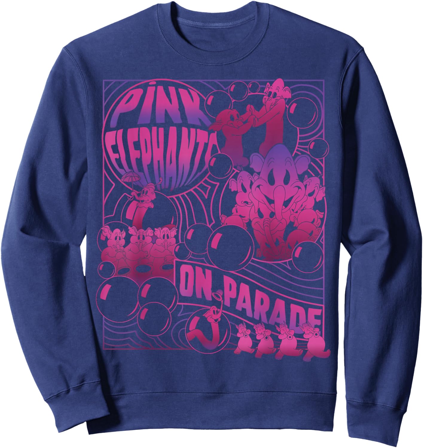 Disney Dumbo Pink Elephants On Parade Small Sweatshirt - Sweatshirt | Navy